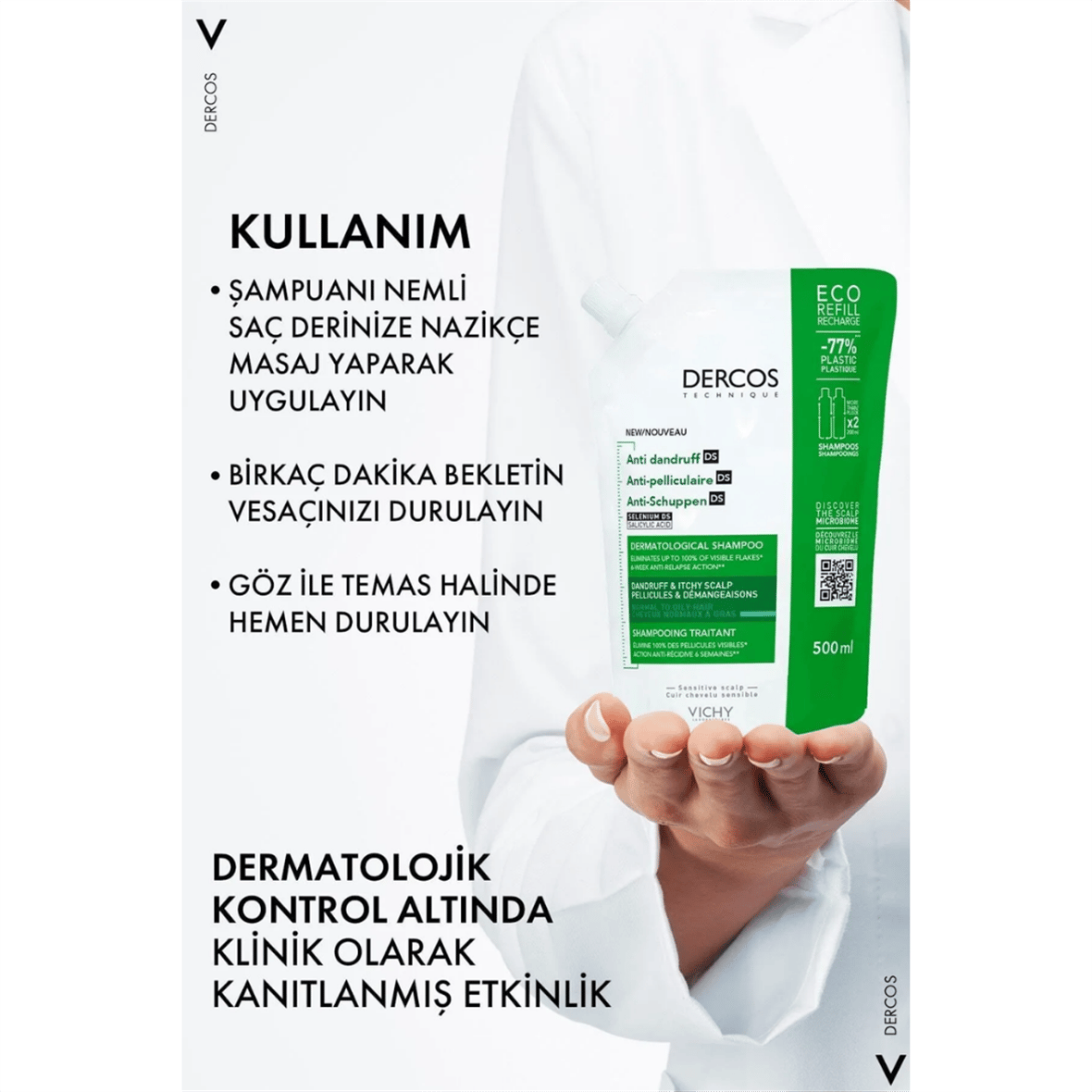 Vichy Dercos Anti-dandruff Kepek Karşıtı Şampuan, Normal & Yağlı Saçlar, Yeniden Dolum Paketi 500 Ml - Vichy