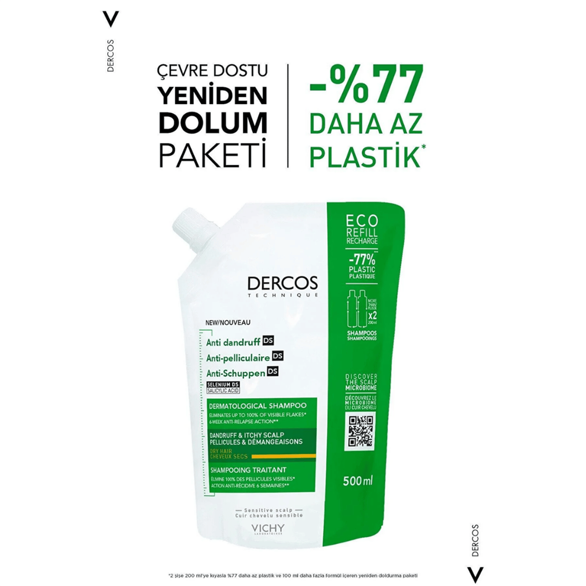 Vichy Dercos Anti-dandruff Kepek Karşıtı Bakım Şampuanı, Kuru Saçlar , Yeniden Dolum Paketi 500 Ml - Vichy