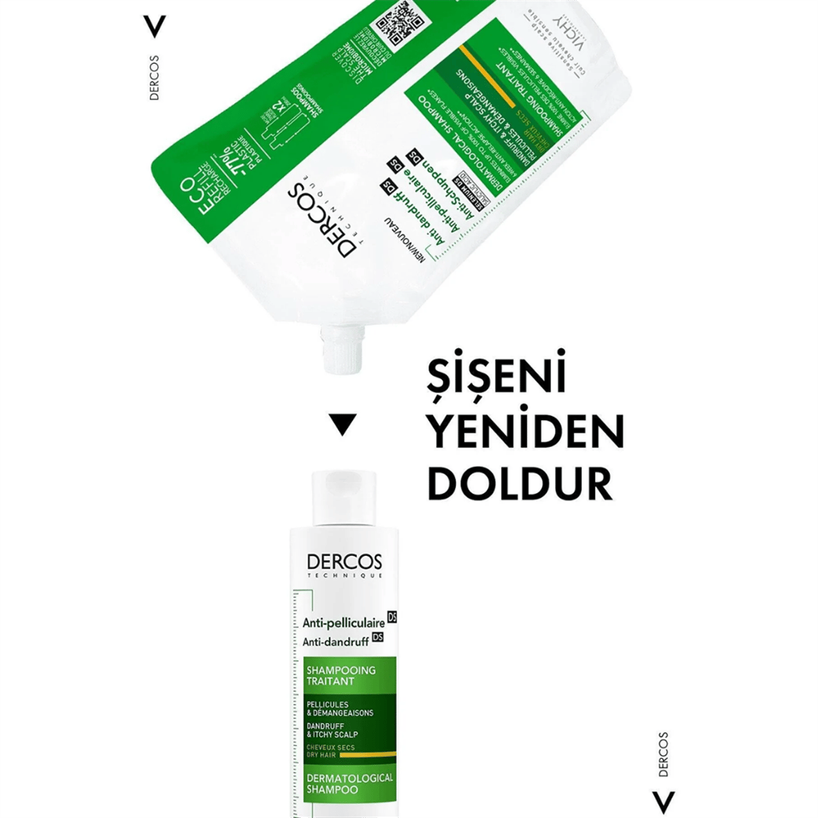 Vichy Dercos Anti-dandruff Kepek Karşıtı Bakım Şampuanı, Kuru Saçlar , Yeniden Dolum Paketi 500 Ml - Vichy