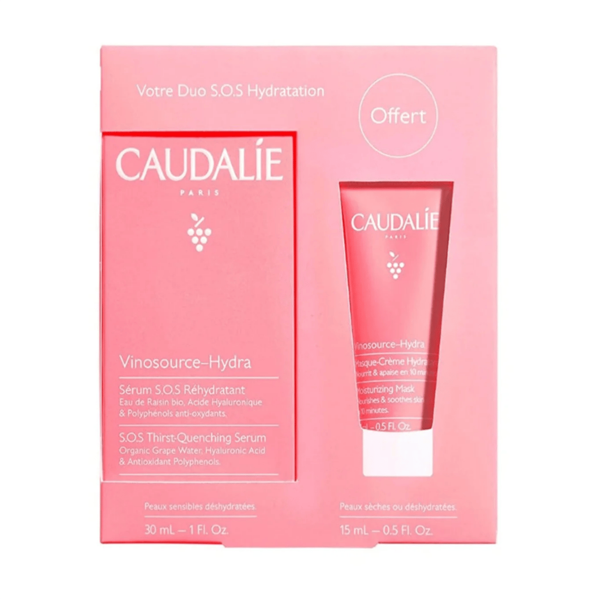 Vinosource Hydra Set - Serum 30 Ml + Nem Maskesi 15 Ml - Caudalie