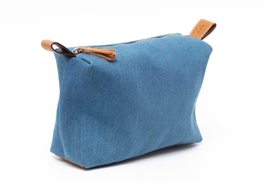 Frankie makyaj çantası unisex açık-mavi jean-deri