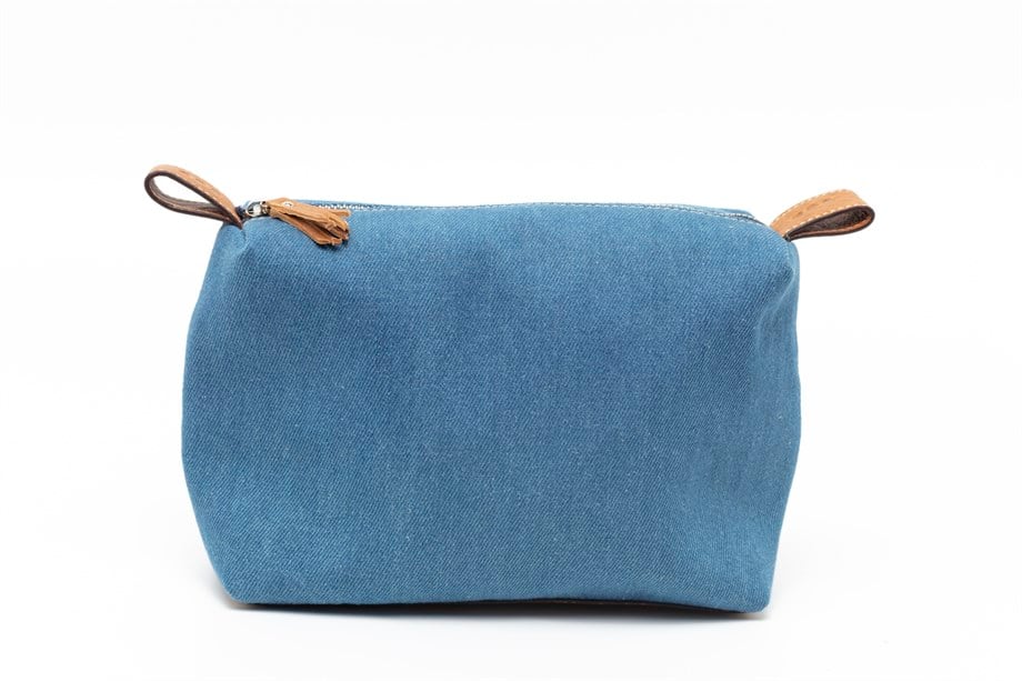 Frankie makyaj çantası unisex açık-mavi jean-deri