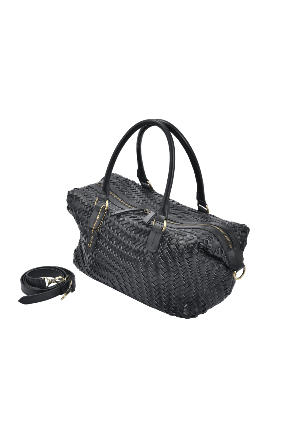 matnis Sofia model siyah deri örgü çanta