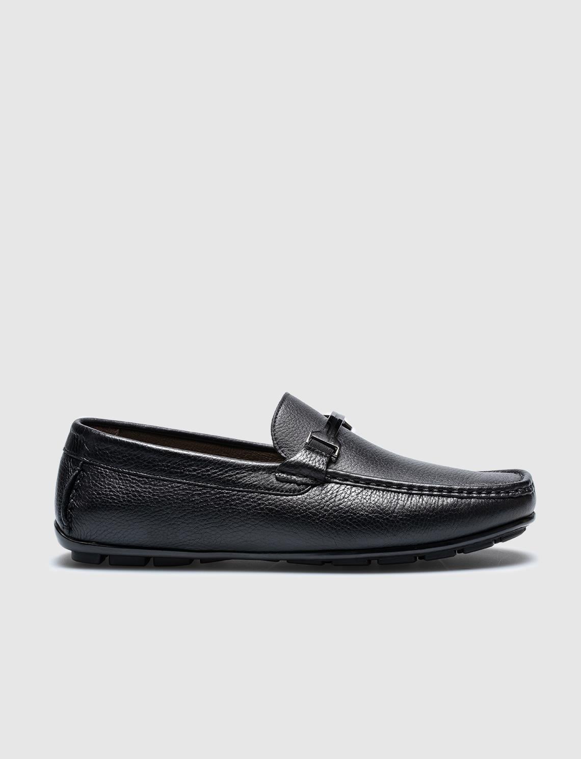 Cabani Siyah Cabani Hakiki Deri Tokalı Erkek Loafer