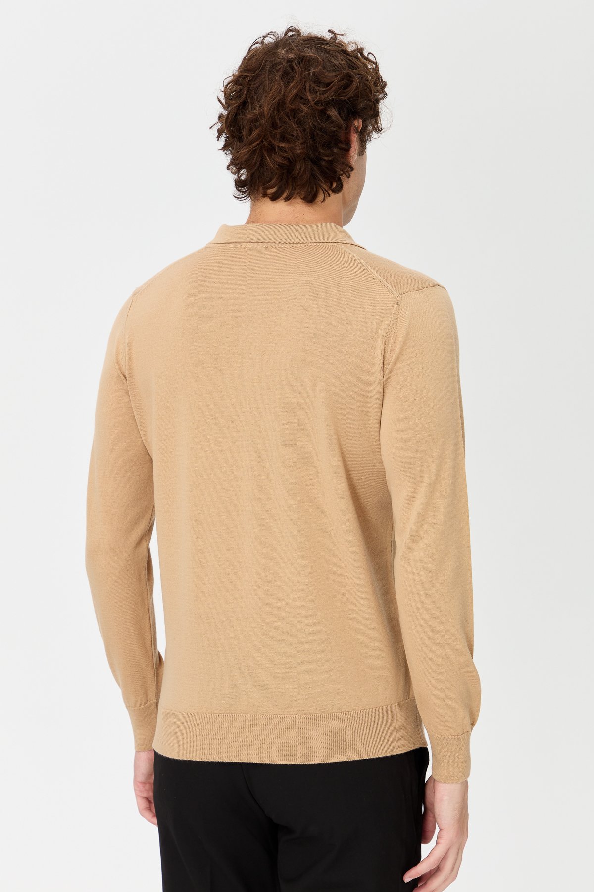 21601Erkek Basic Polo Yaka İnce Triko Kazak S.Kahve