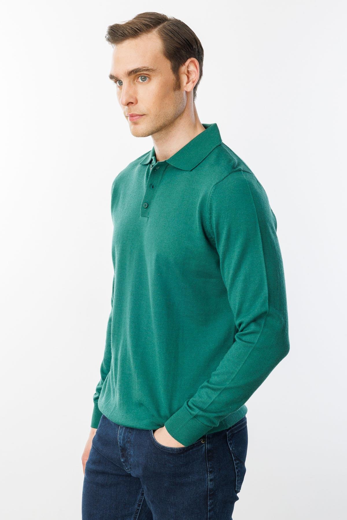 21601Erkek Basic Polo Yaka İnce Triko Kazak Ö.Başı