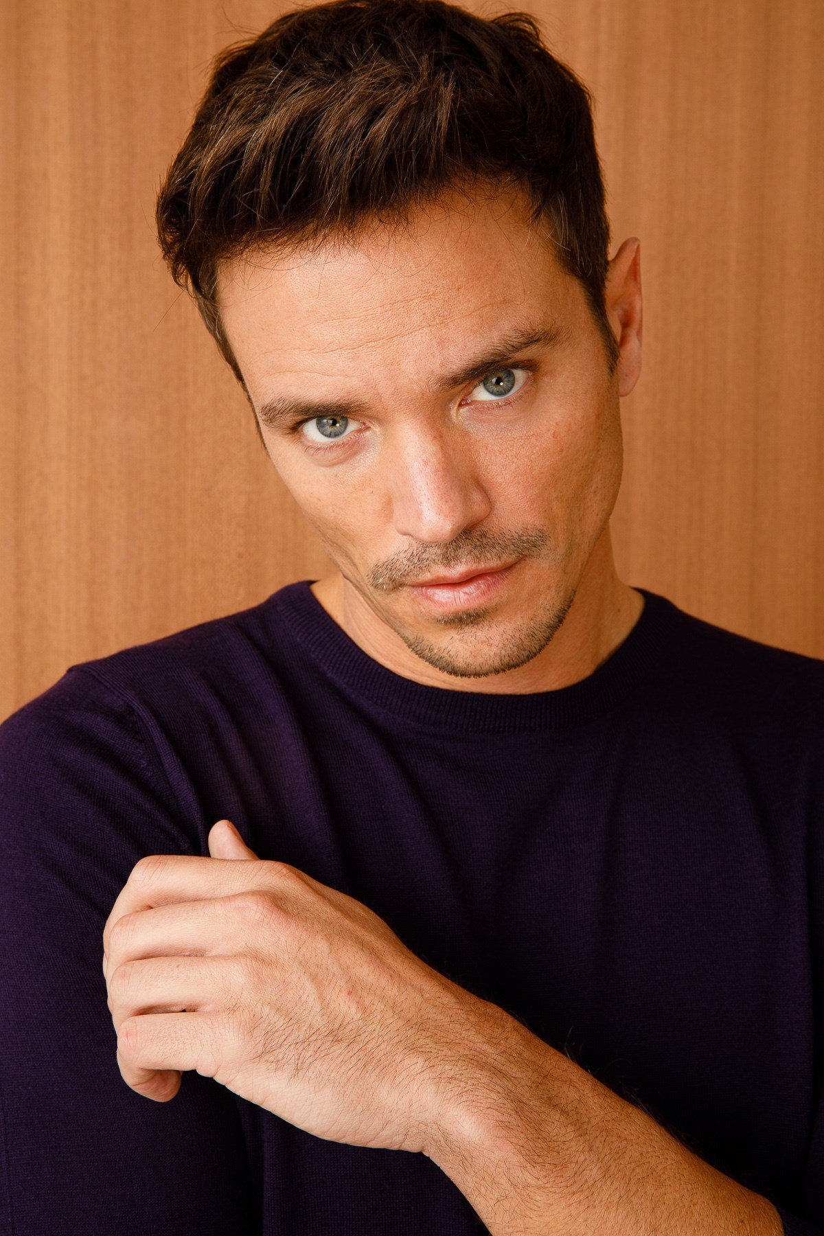 21603Erkek Basıc Sıfır Yaka İnce Triko Kazak K.Mor