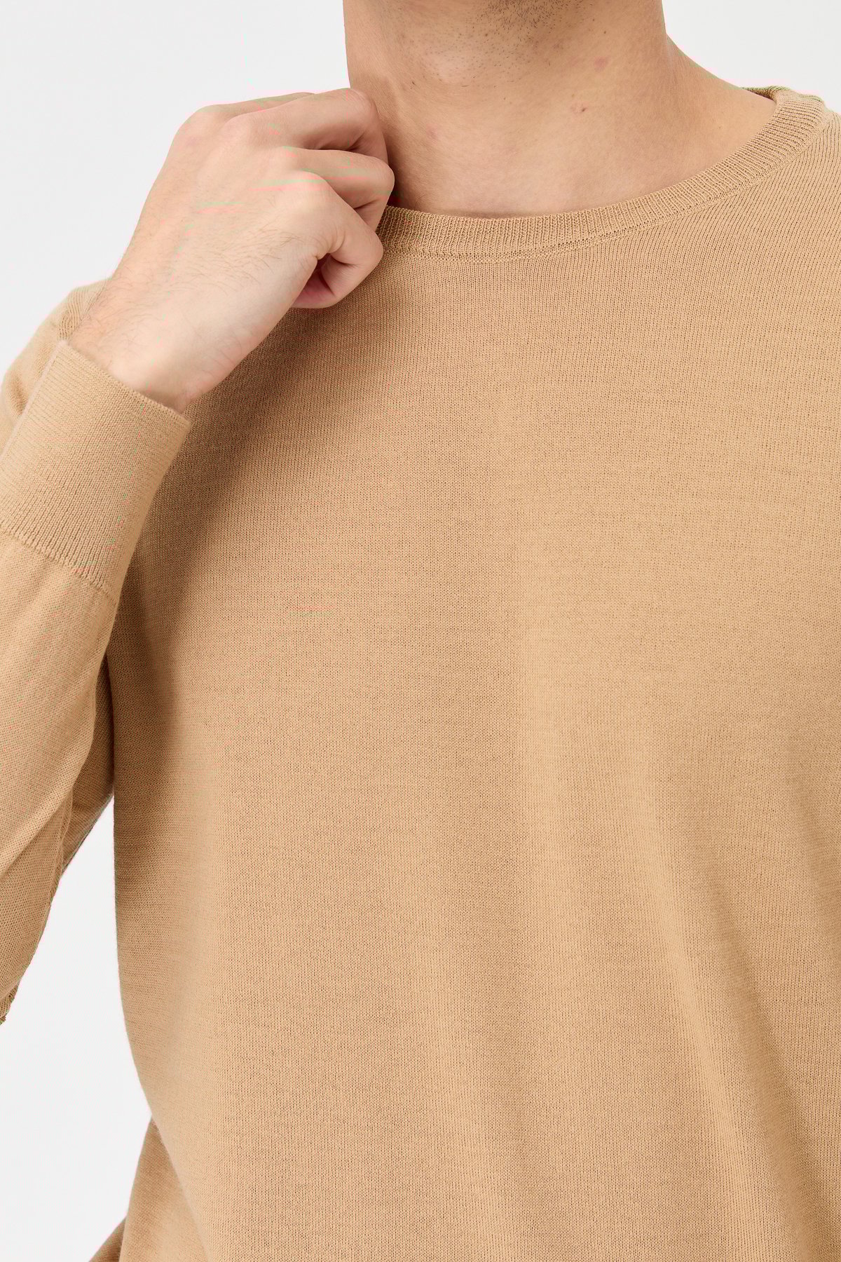 21603Erkek Basic Sıfır Yaka İnce Triko Kazak S.Kahve