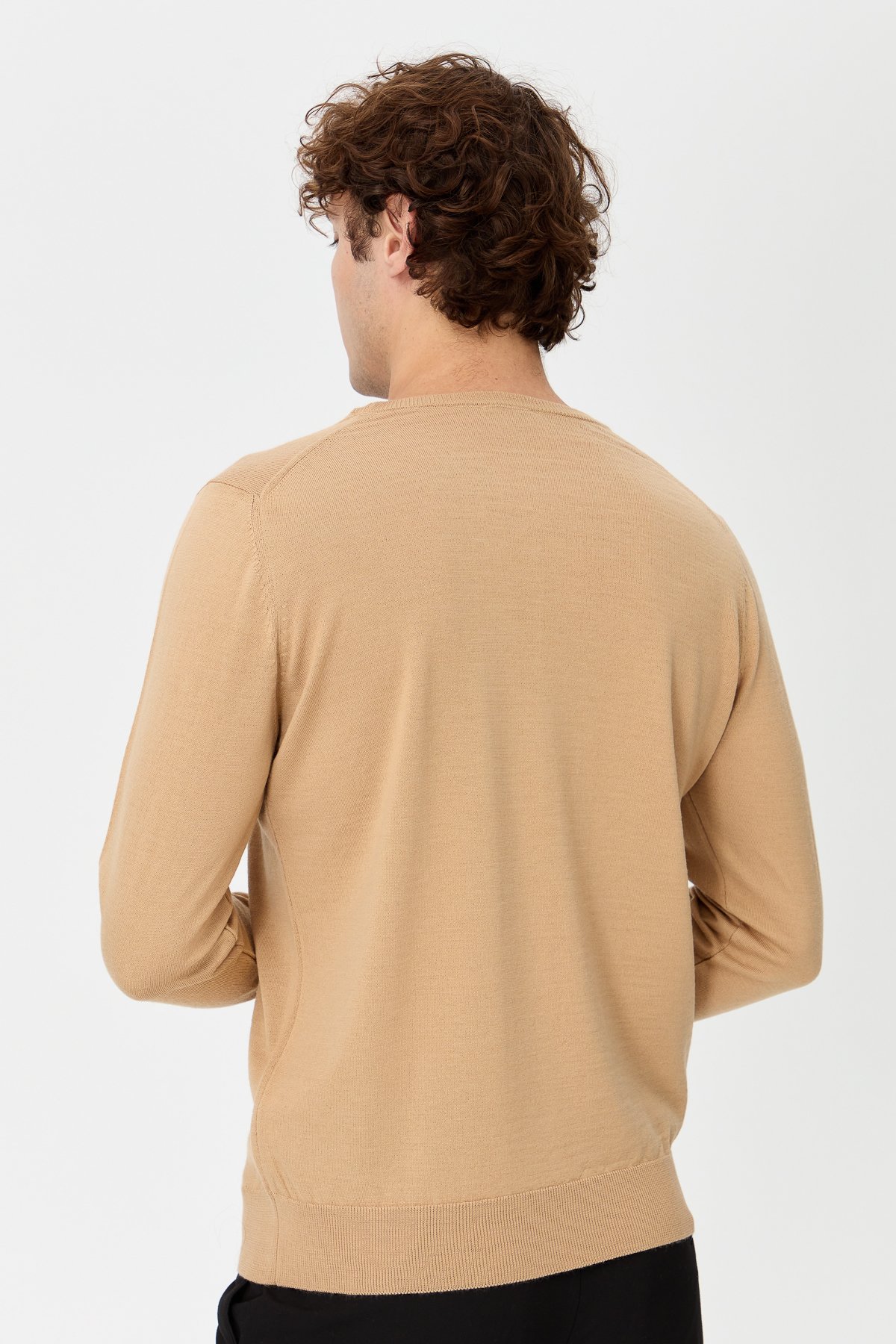 21603Erkek Basic Sıfır Yaka İnce Triko Kazak S.Kahve