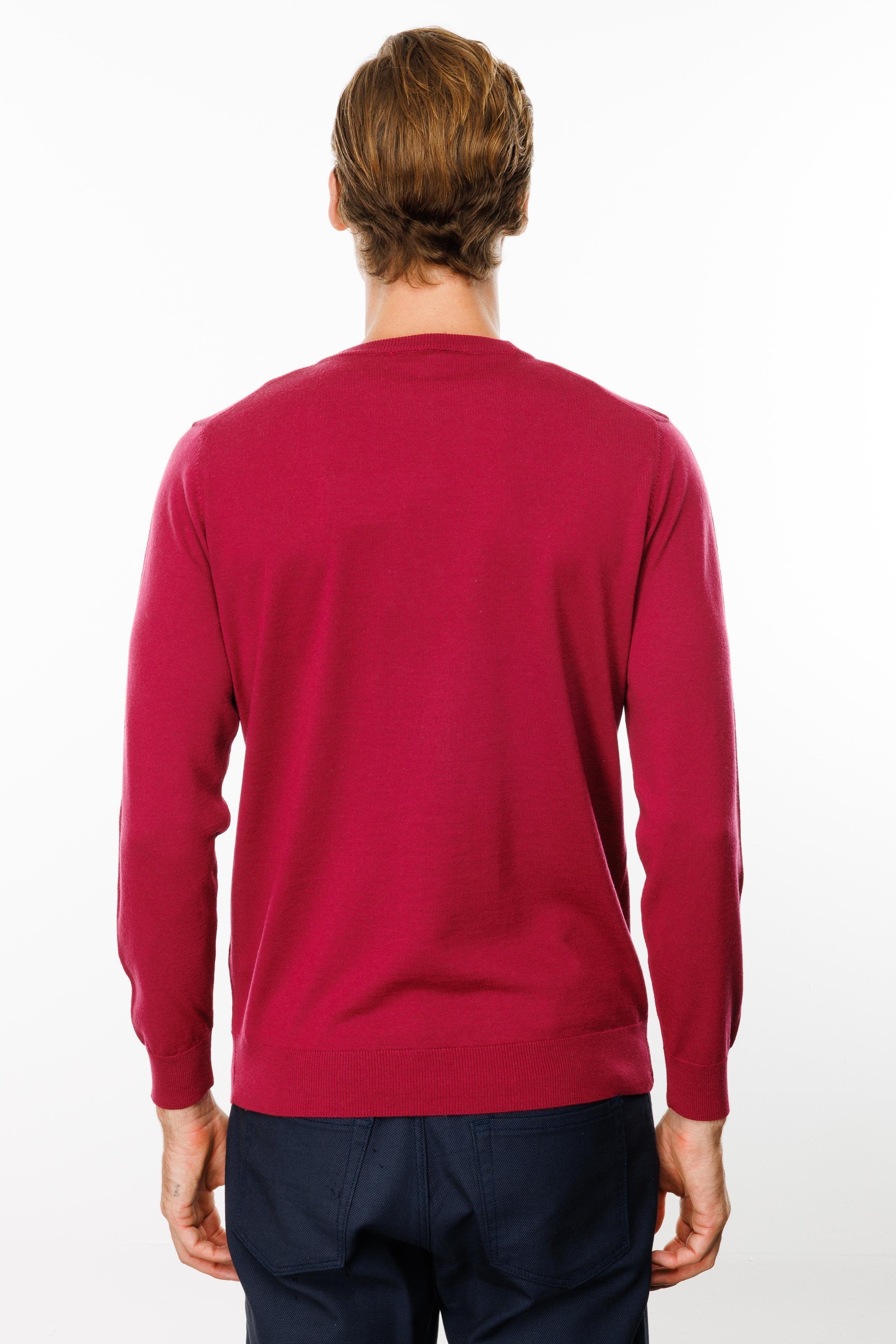 21603Erkek Basic Sıfır Yaka İnce Triko Kazak Sıklamen