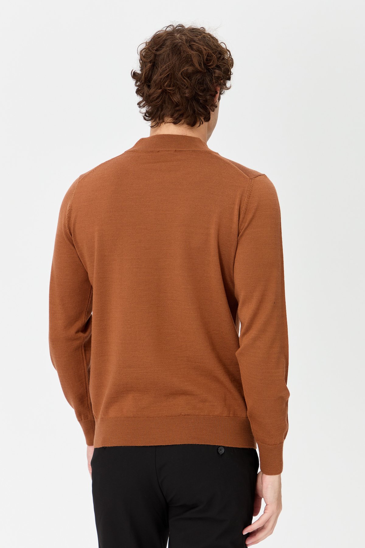 21604Erkek Basic Yarım Balıkçı İnce Triko Kazak K.taba