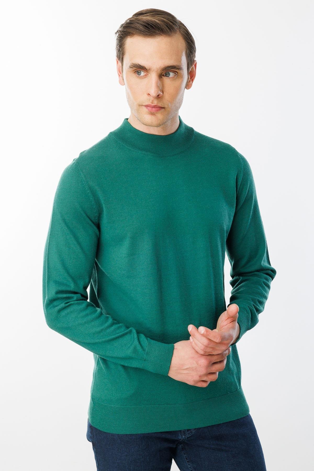 21604Erkek Basic Yarım Balıkçı İnce Triko Kazak Ö.Başı