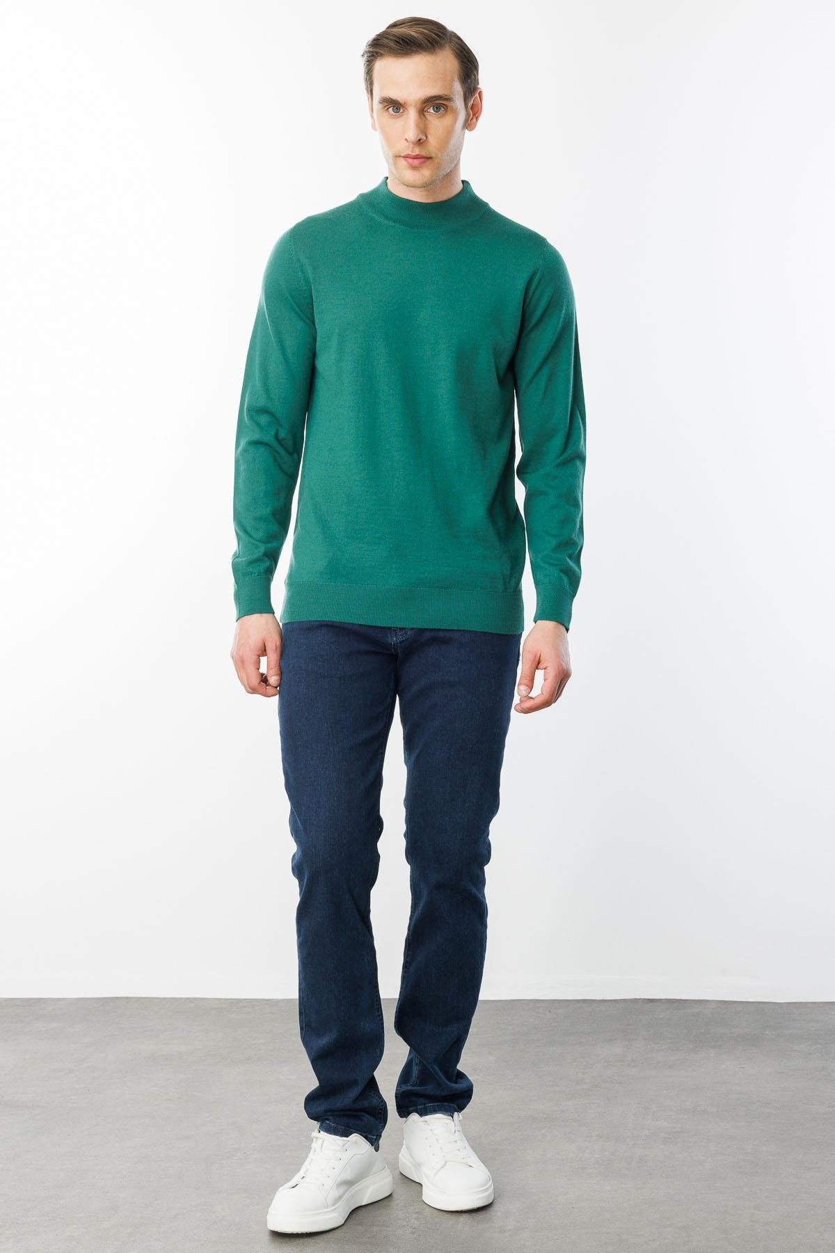 21604Erkek Basic Yarım Balıkçı İnce Triko Kazak Ö.Başı