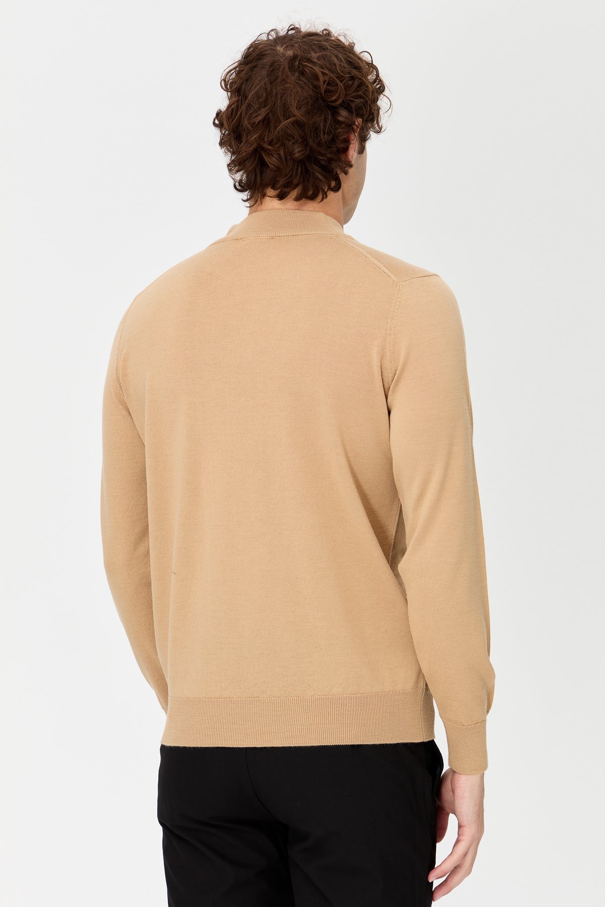 21604Erkek Basic Yarım Balıkçı İnce Triko Kazak S.Kahve