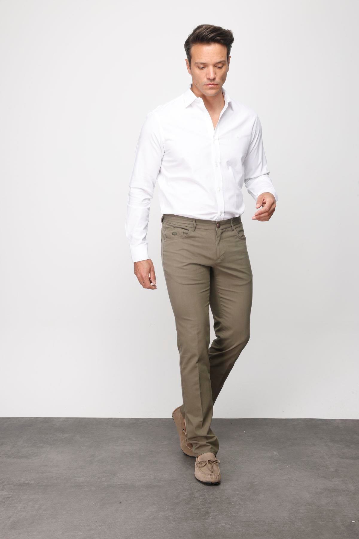 DNM.S23.106Erkek Beli Lastikli 5 Cepli Koton Pantolon Haki