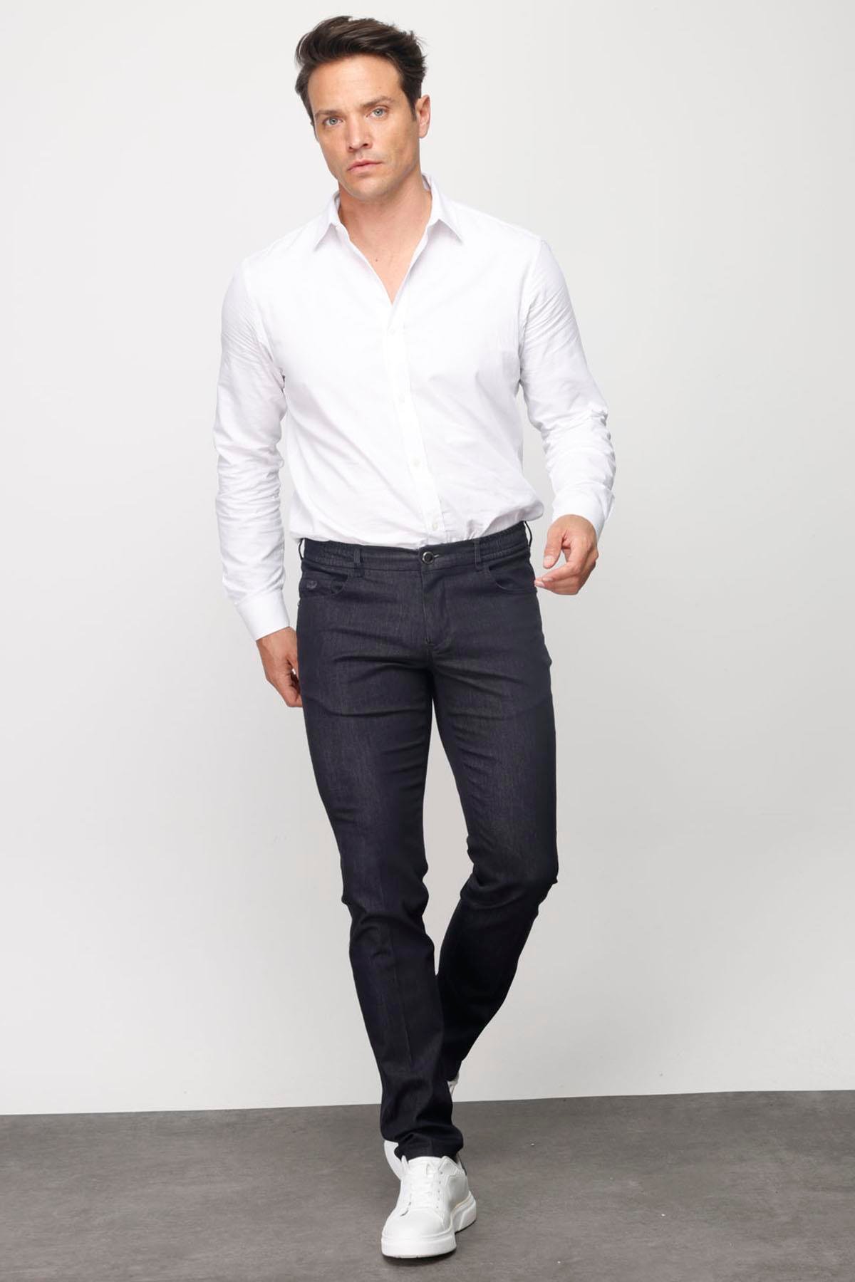 DNM.S23.105Erkek Beli Lastikli 5 Cepli Koton Pantolon Siyah