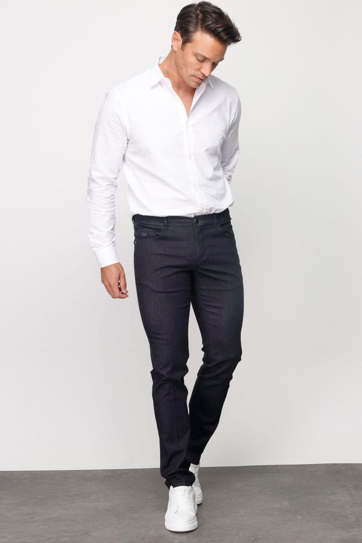 DNM.S23.105Erkek Beli Lastikli 5 Cepli Koton Pantolon Siyah