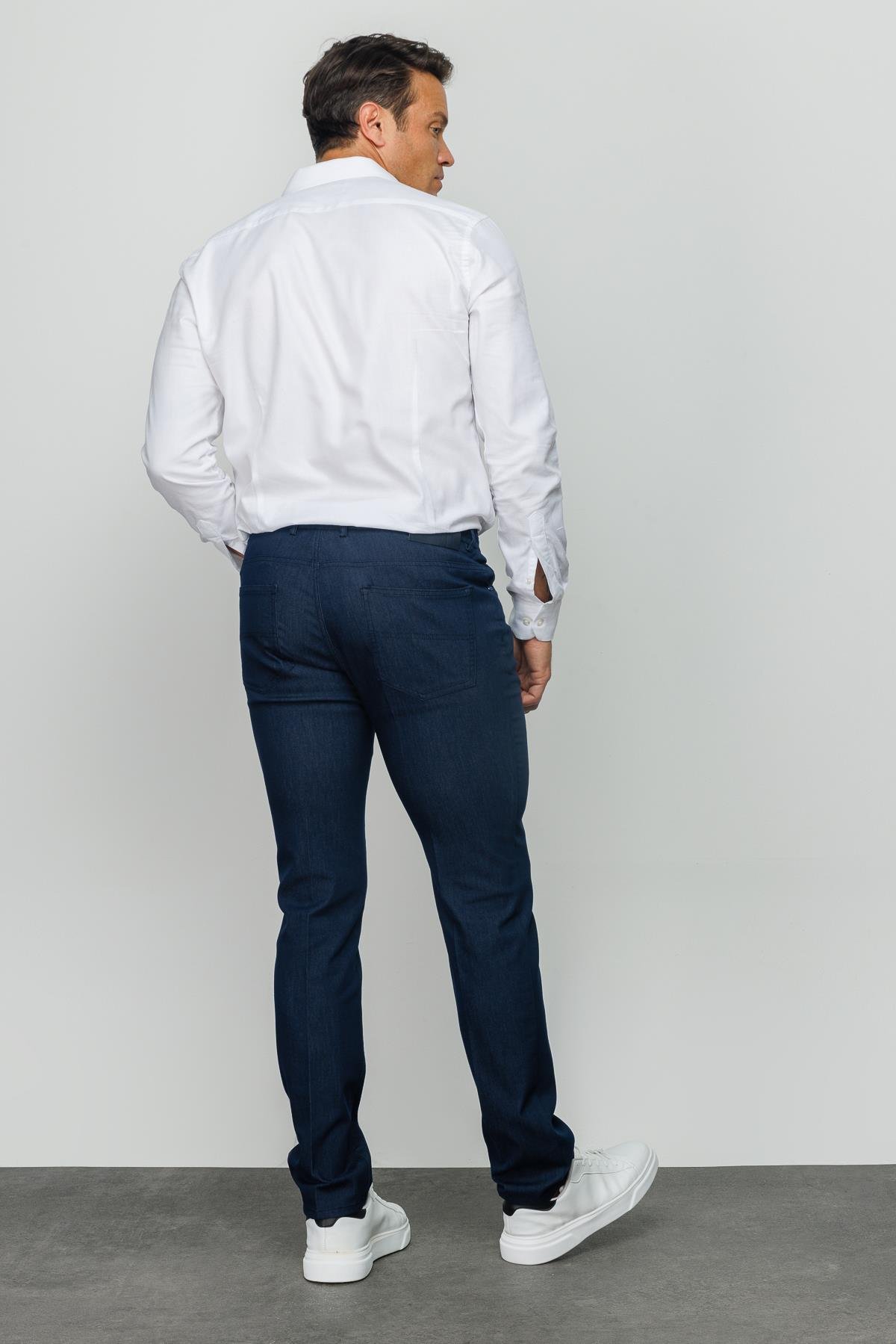 DNM.S23.105Erkek Beli Lastikli 5 Cepli Koton Pantolon Lacivert