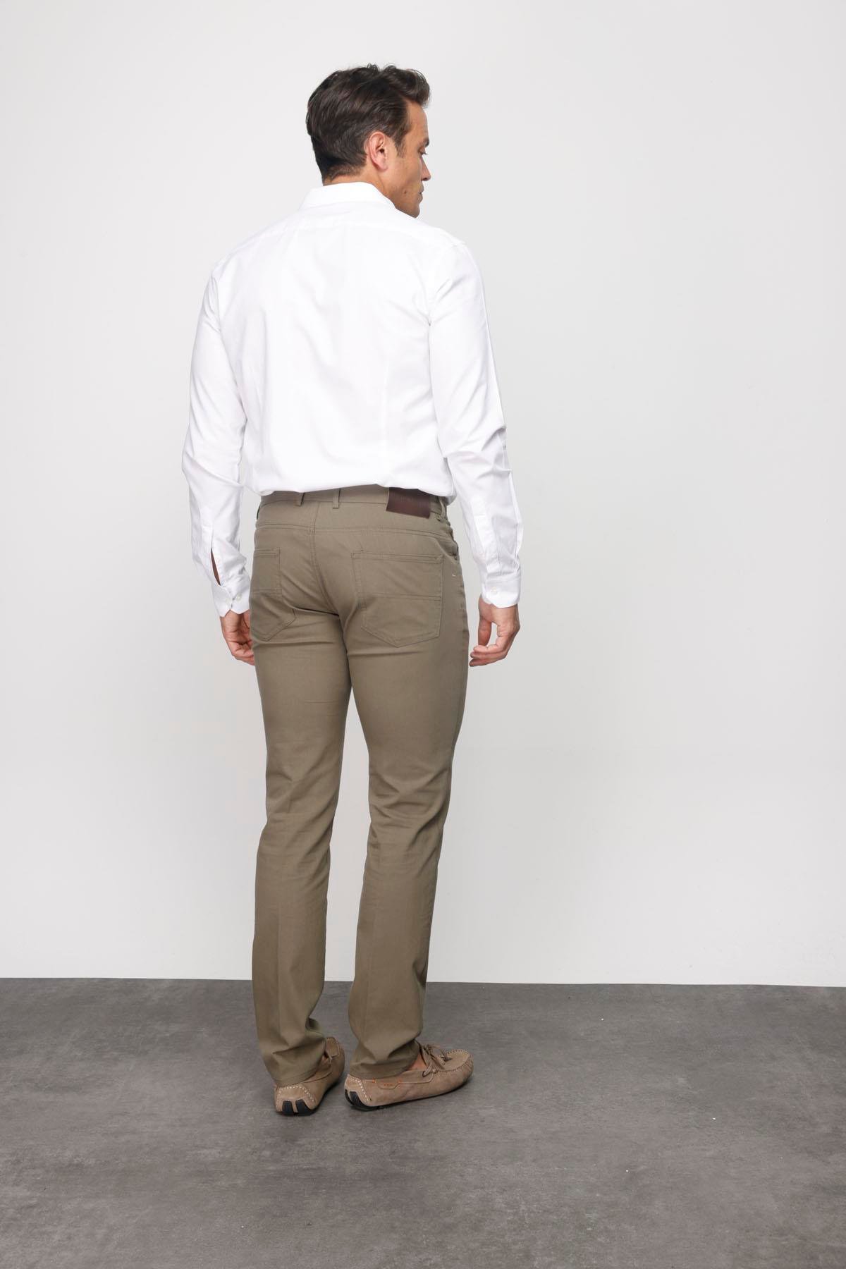 DNM.S23.106Erkek Beli Lastikli 5 Cepli Koton Pantolon Haki