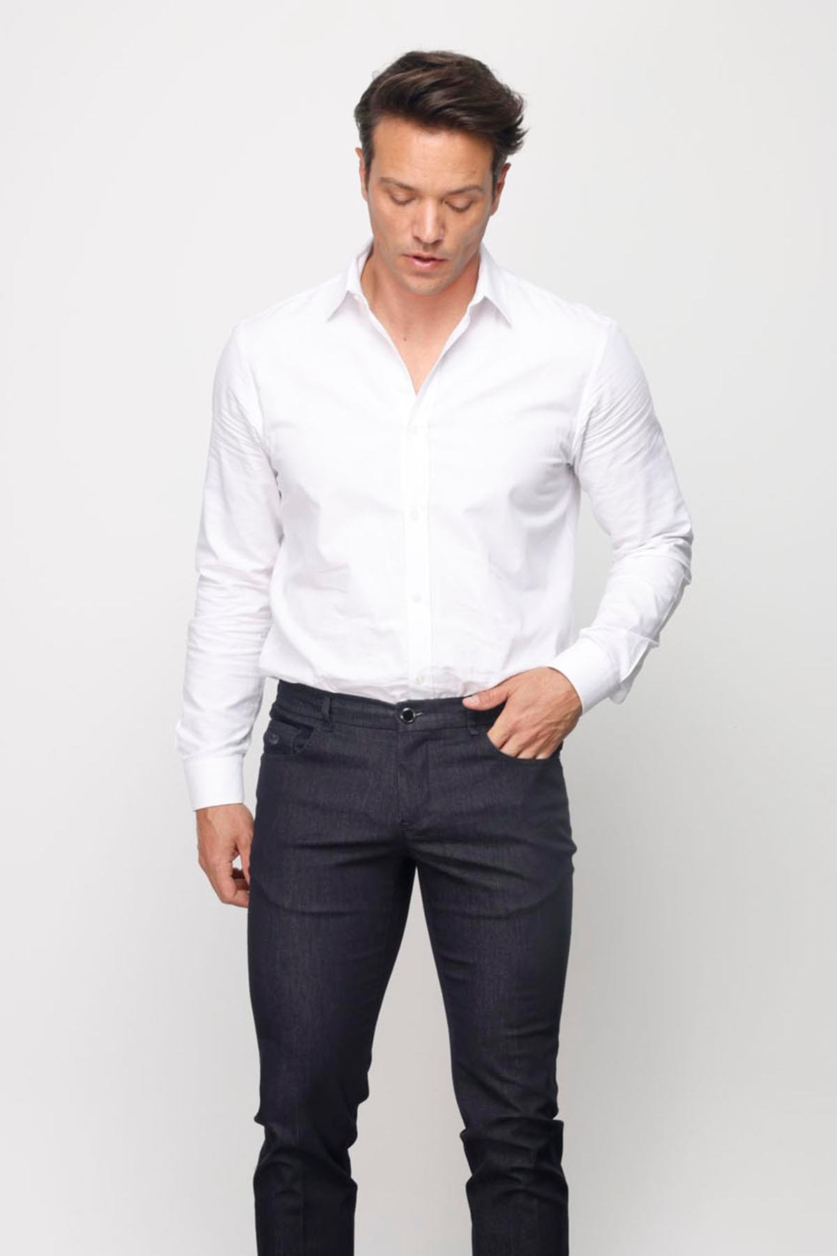 DNM.S23.105Erkek Beli Lastikli 5 Cepli Koton Pantolon Siyah