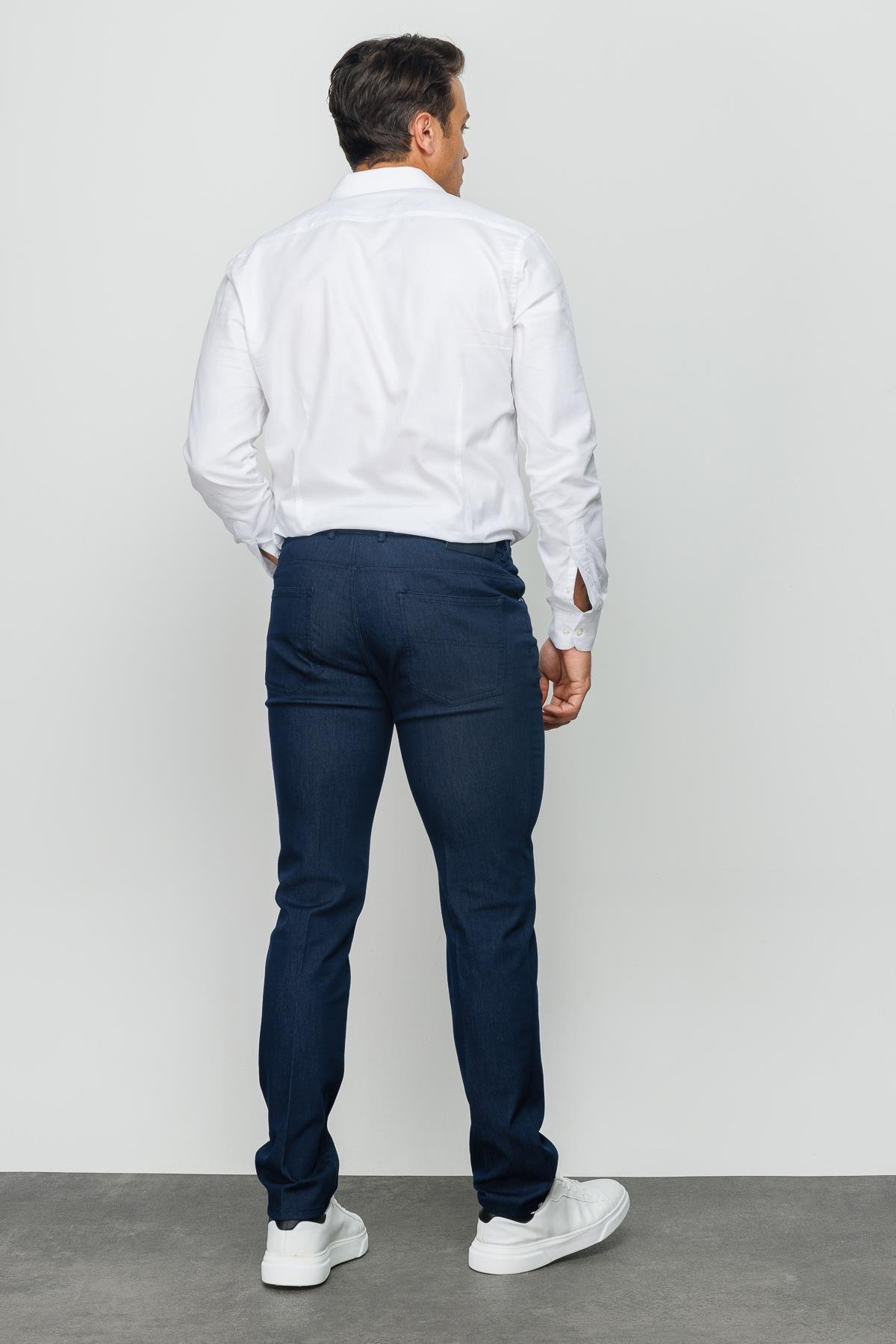 DNM.S23.105Erkek Beli Lastikli 5 Cepli Koton Pantolon Lacivert