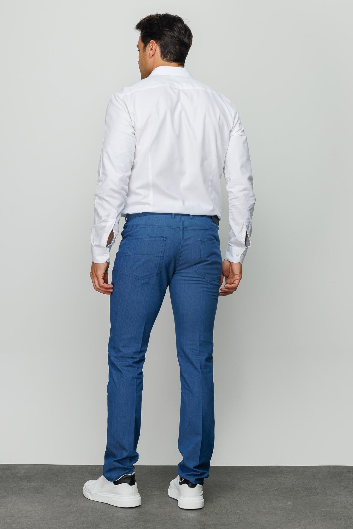 DNM.S23.106Erkek Beli Lastikli 5 Cepli Koton Pantolon Mavi