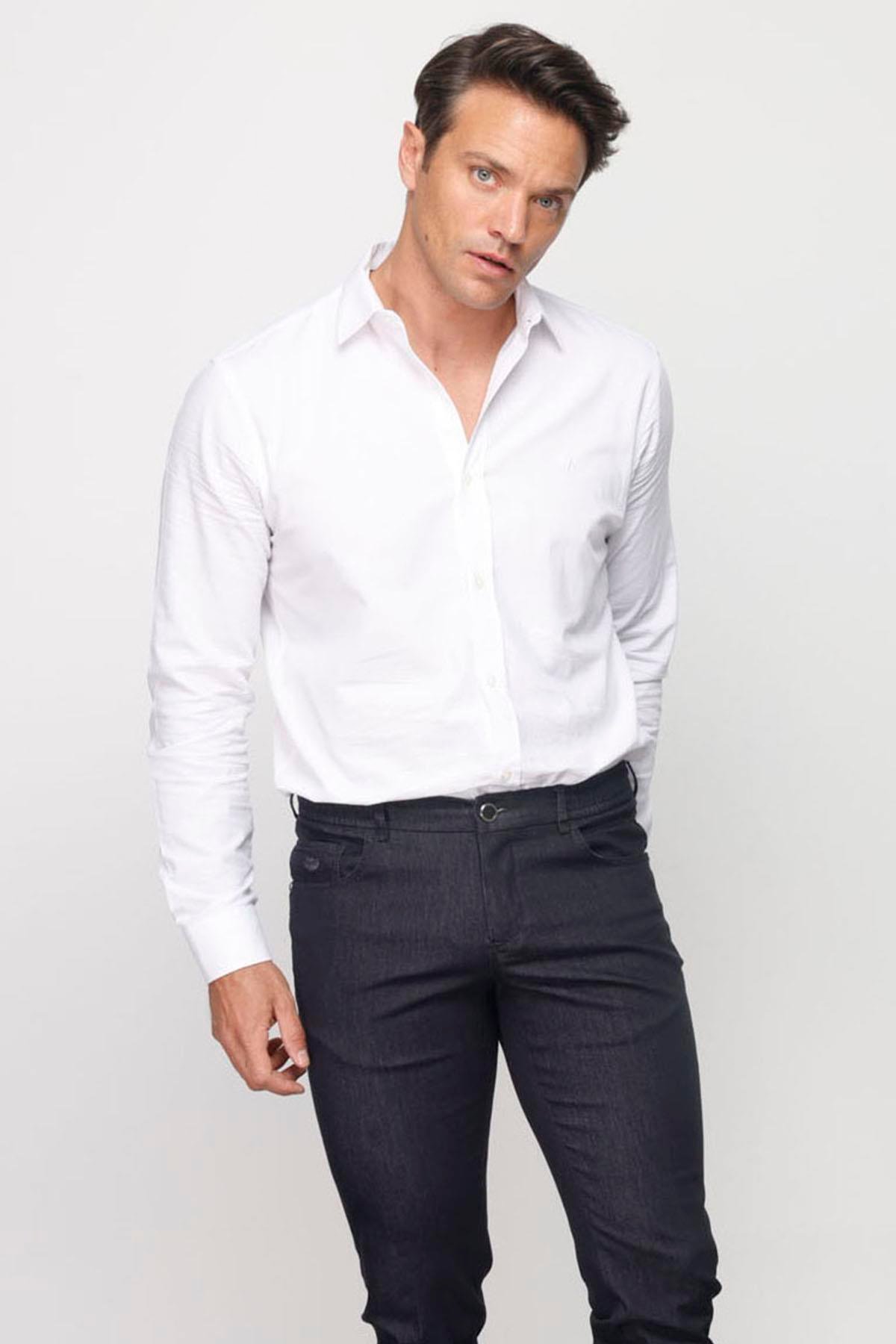 DNM.S23.105Erkek Beli Lastikli 5 Cepli Koton Pantolon Siyah