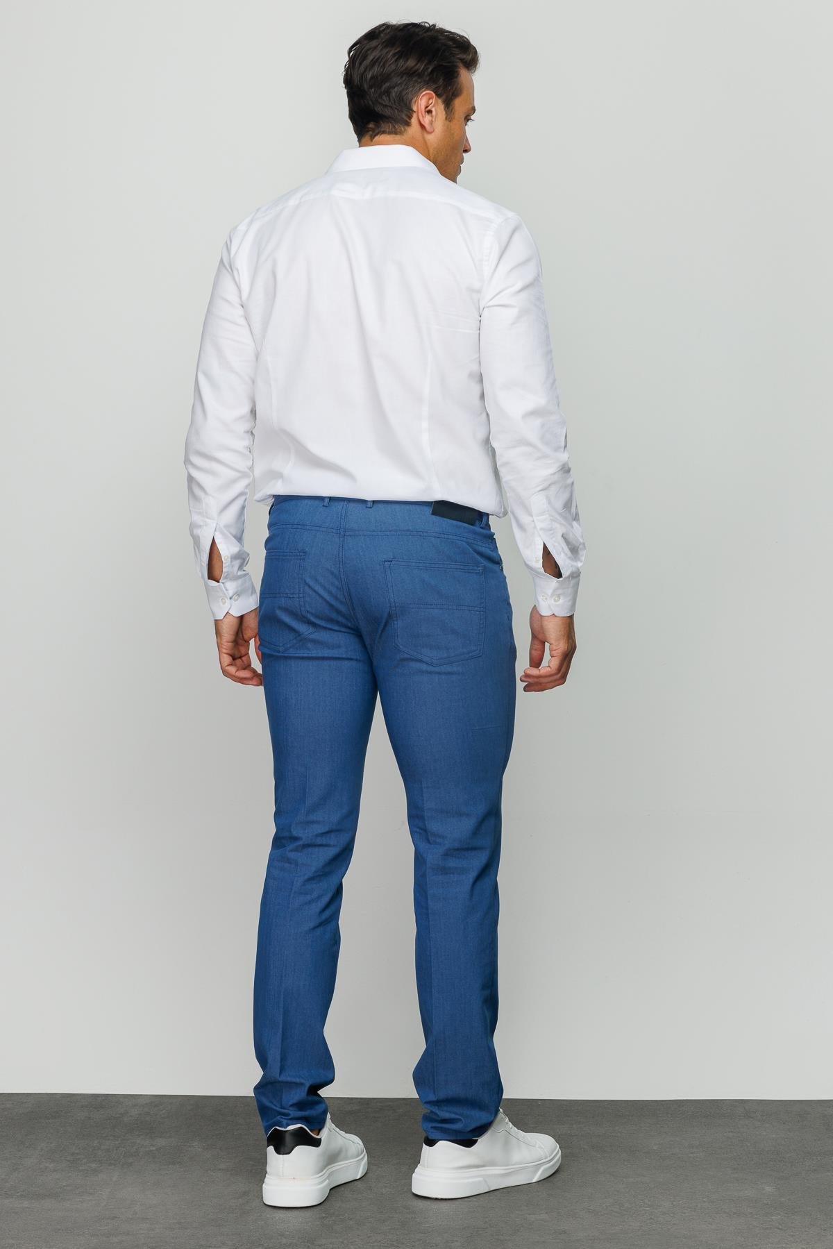 DNM.S23.106Erkek Beli Lastikli 5 Cepli Koton Pantolon Mavi