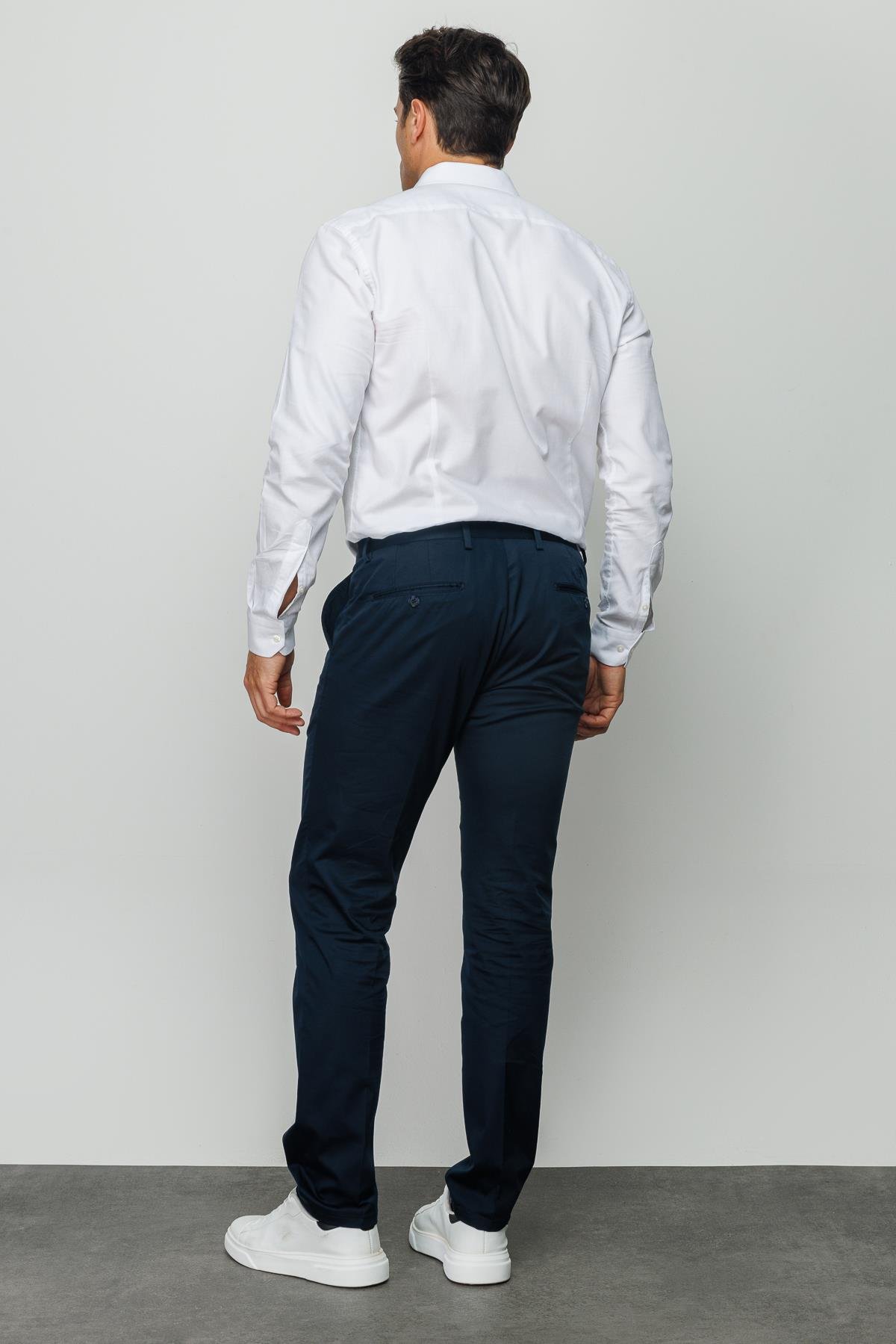 HND.S23.103Erkek Beli Lastikli Yan Cepli Koton Pantolon Lacivert