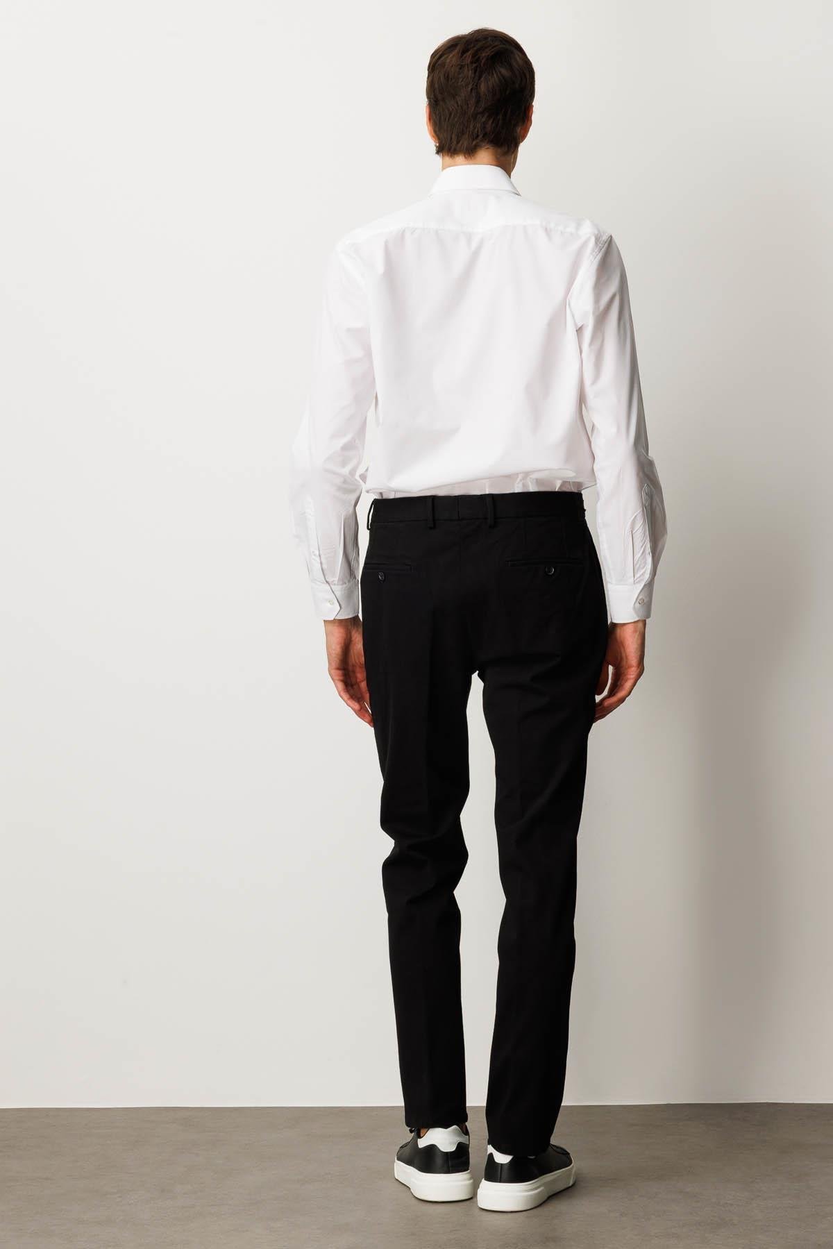 HND.W25.300Erkek Beli Lastikli Yan Cepli Koton Pantolon Siyah