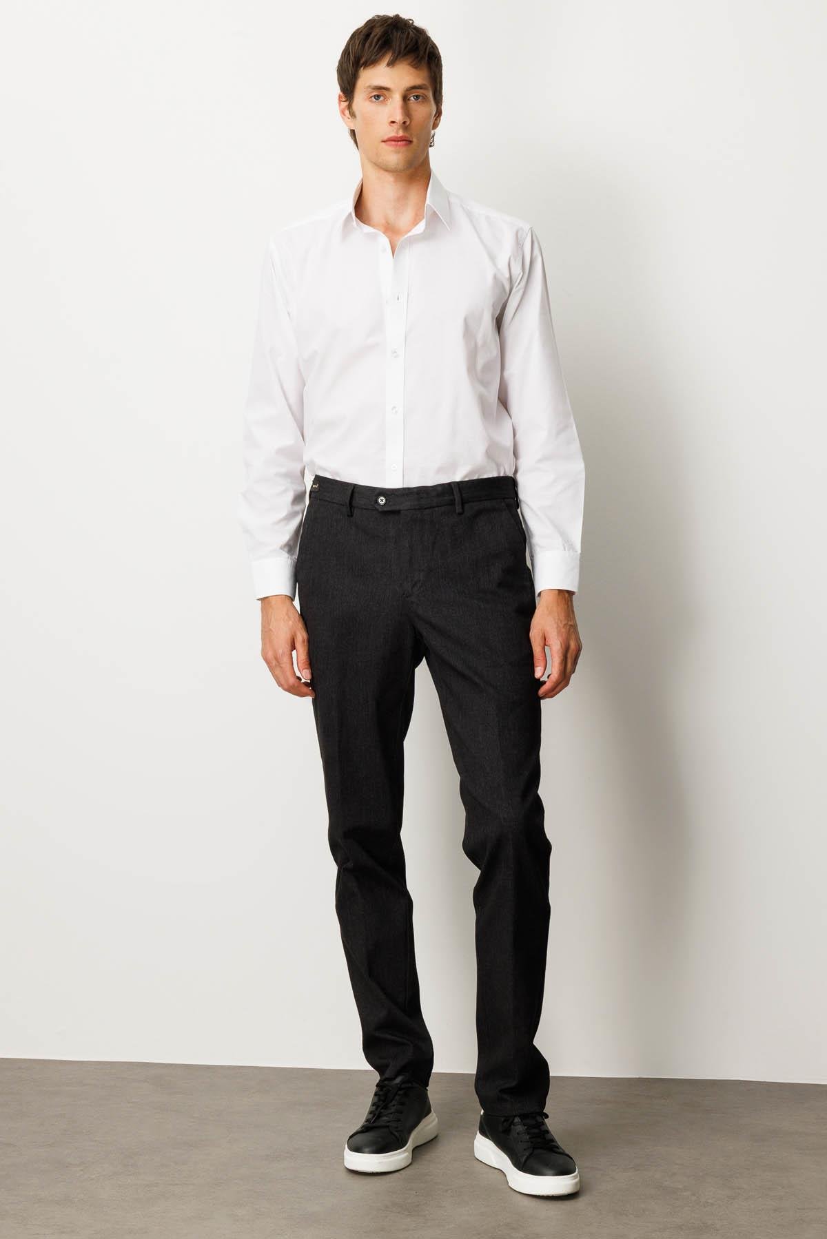 HND.W25.302Erkek Beli Lastikli Yan Cepli Koton Pantolon Antra