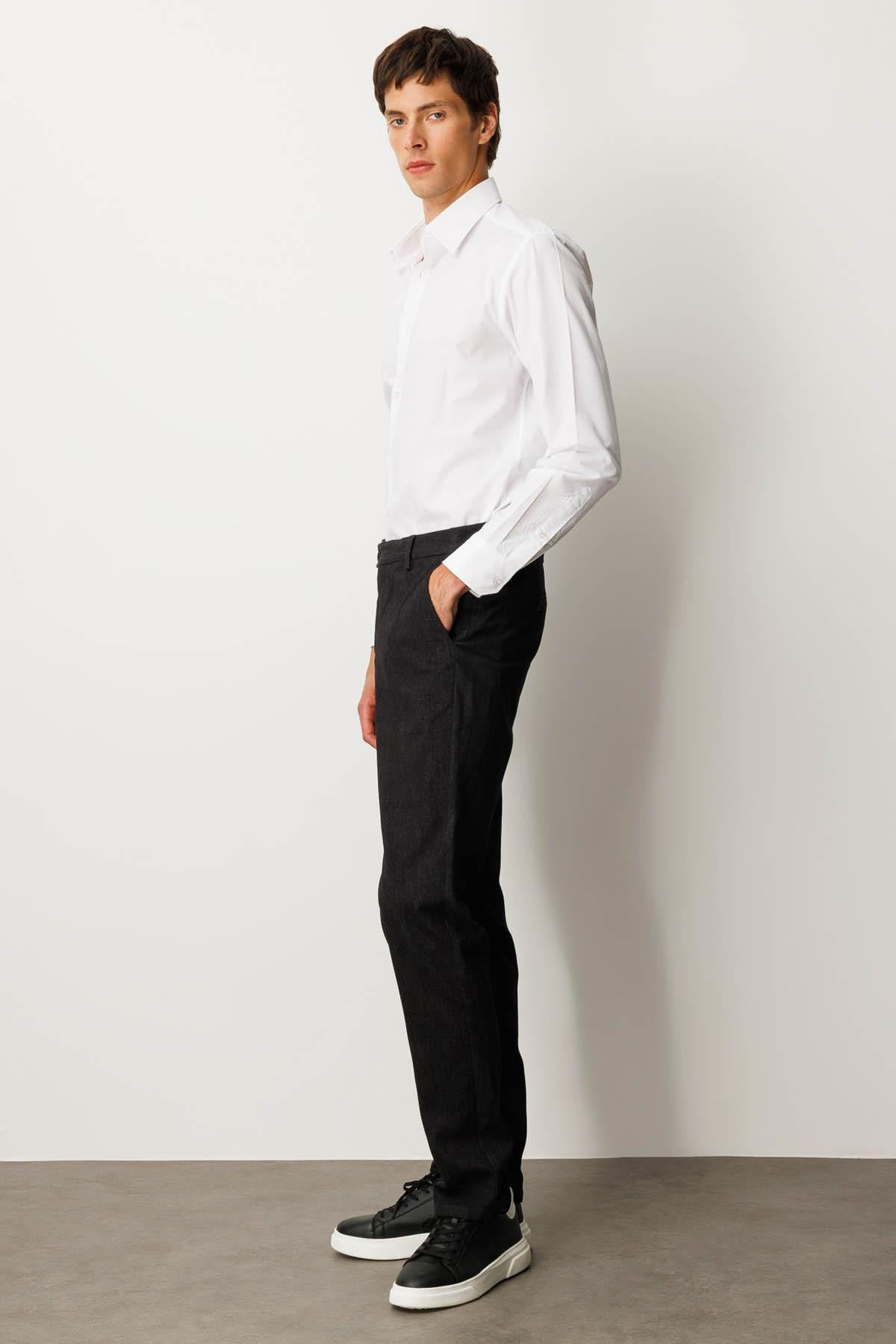 HND.W25.302Erkek Beli Lastikli Yan Cepli Koton Pantolon Antra