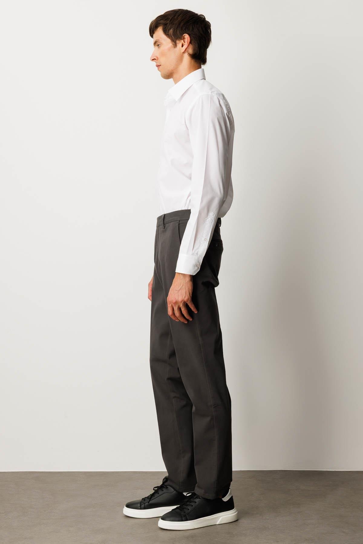 HND.W25.300Erkek Beli Lastikli Yan Cepli Koton Pantolon Antra