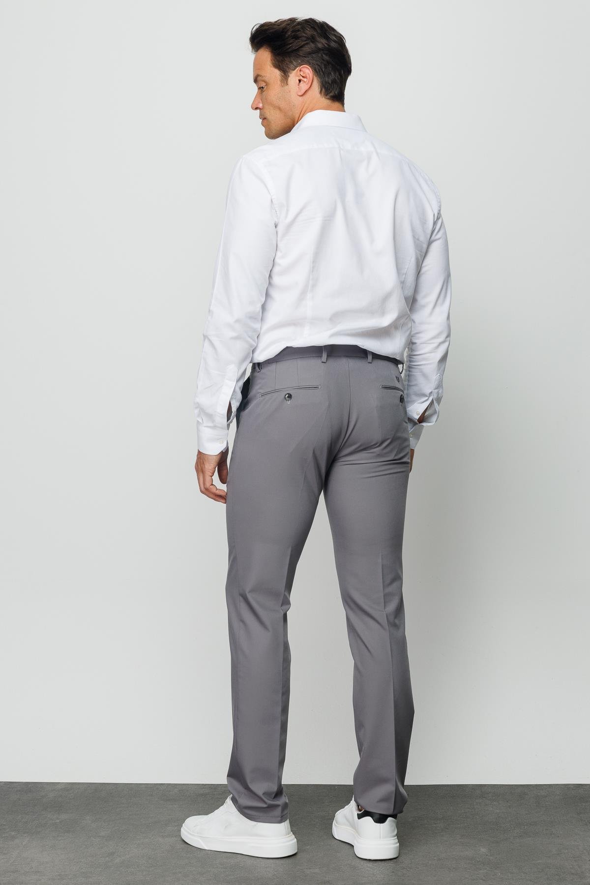 HND.S23.101Erkek Beli Lastikli Yan Cepli Koton Pantolon Antra