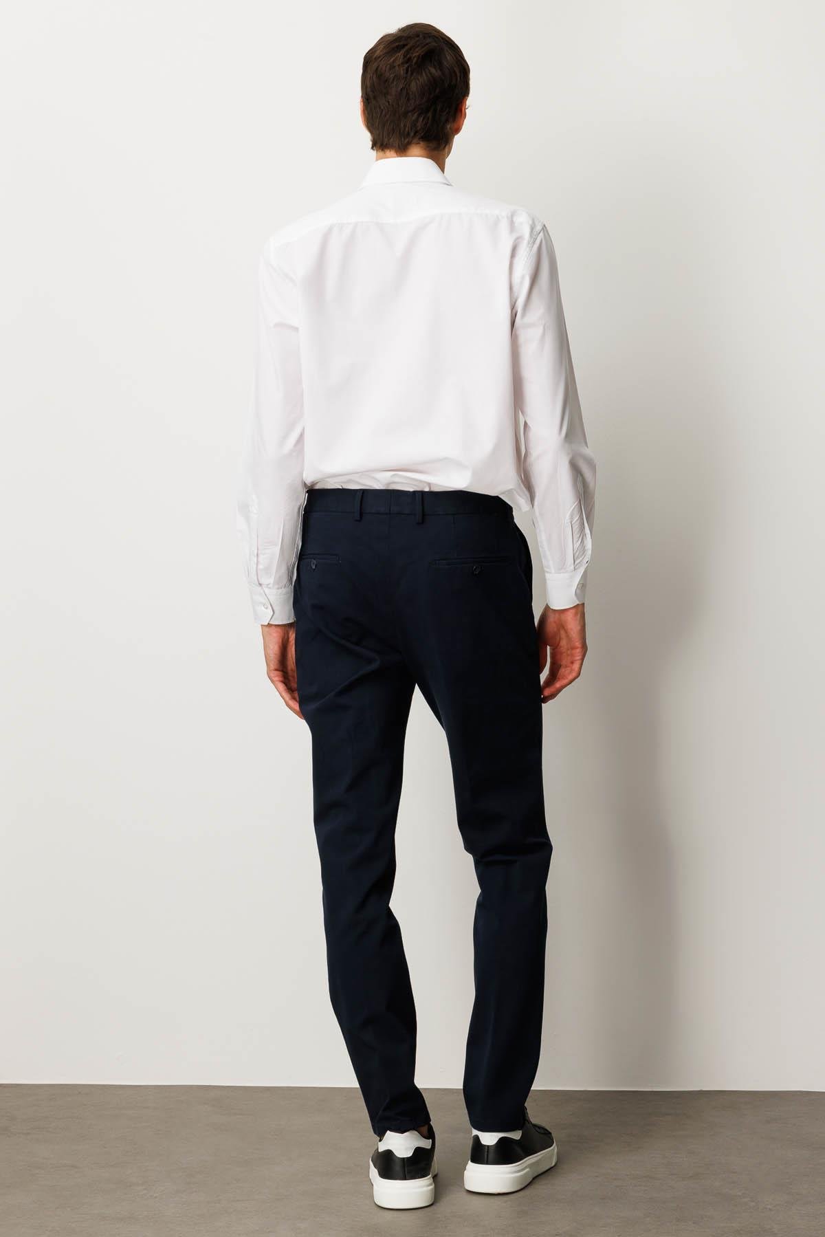 HND.W25.300Erkek Beli Lastikli Yan Cepli Koton Pantolon Lacivert