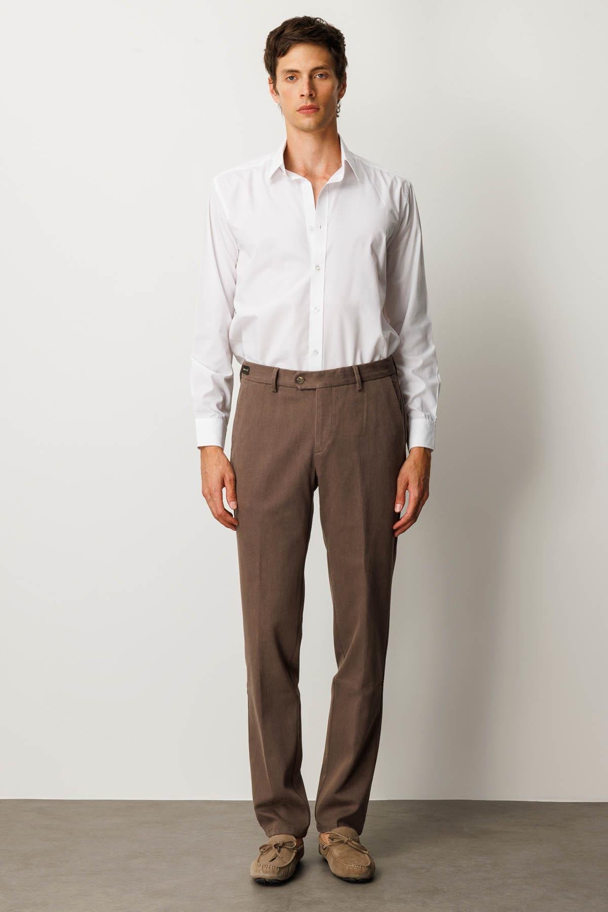 HND.W25.303Erkek Beli Lastikli Yan Cepli Koton Pantolon Bej