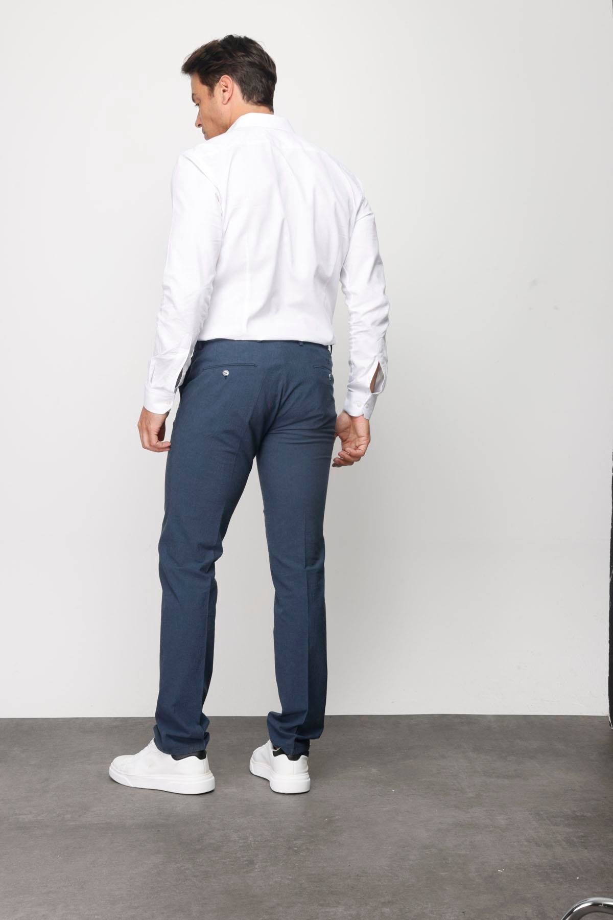 HND.S23.109Erkek Beli Lastikli Yan Cepli Koton Pantolon Lacivert