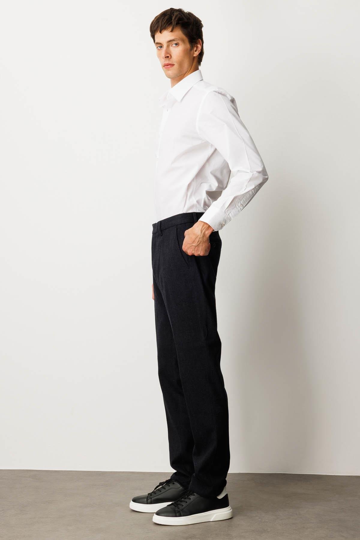 HND.W25.302Erkek Beli Lastikli Yan Cepli Koton Pantolon Lacivert