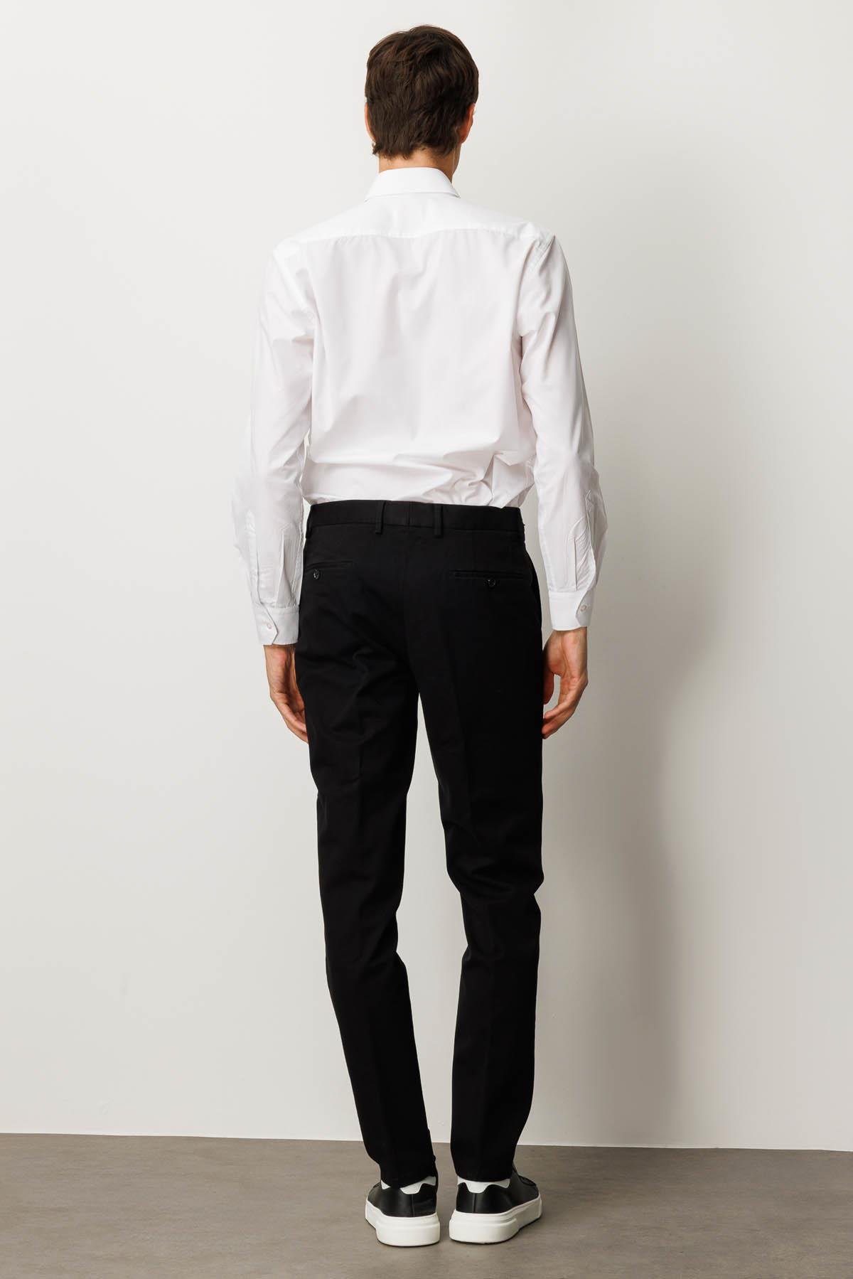 HND.W25.301Erkek Beli Lastikli Yan Cepli Koton Pantolon Siyah