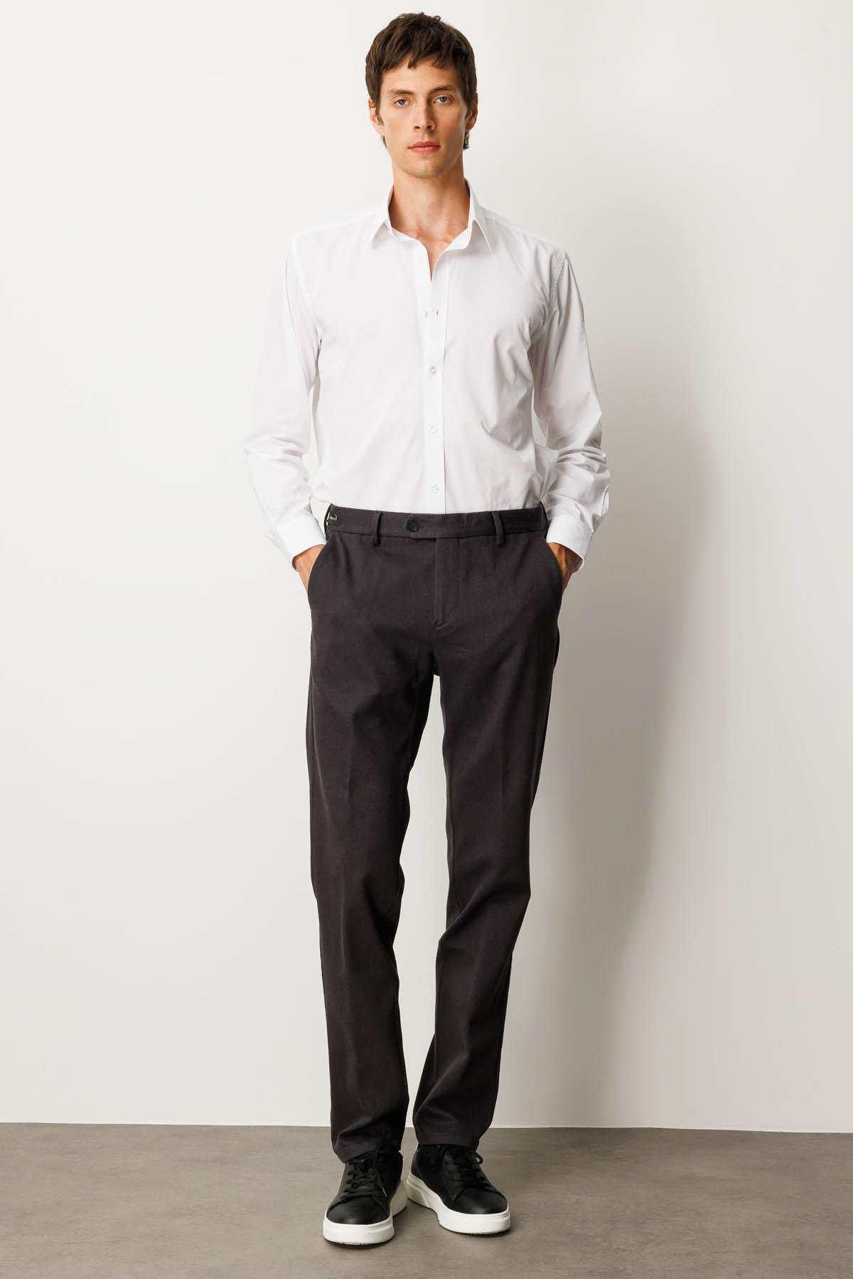 HND.W25.303Erkek Beli Lastikli Yan Cepli Koton Pantolon Antra