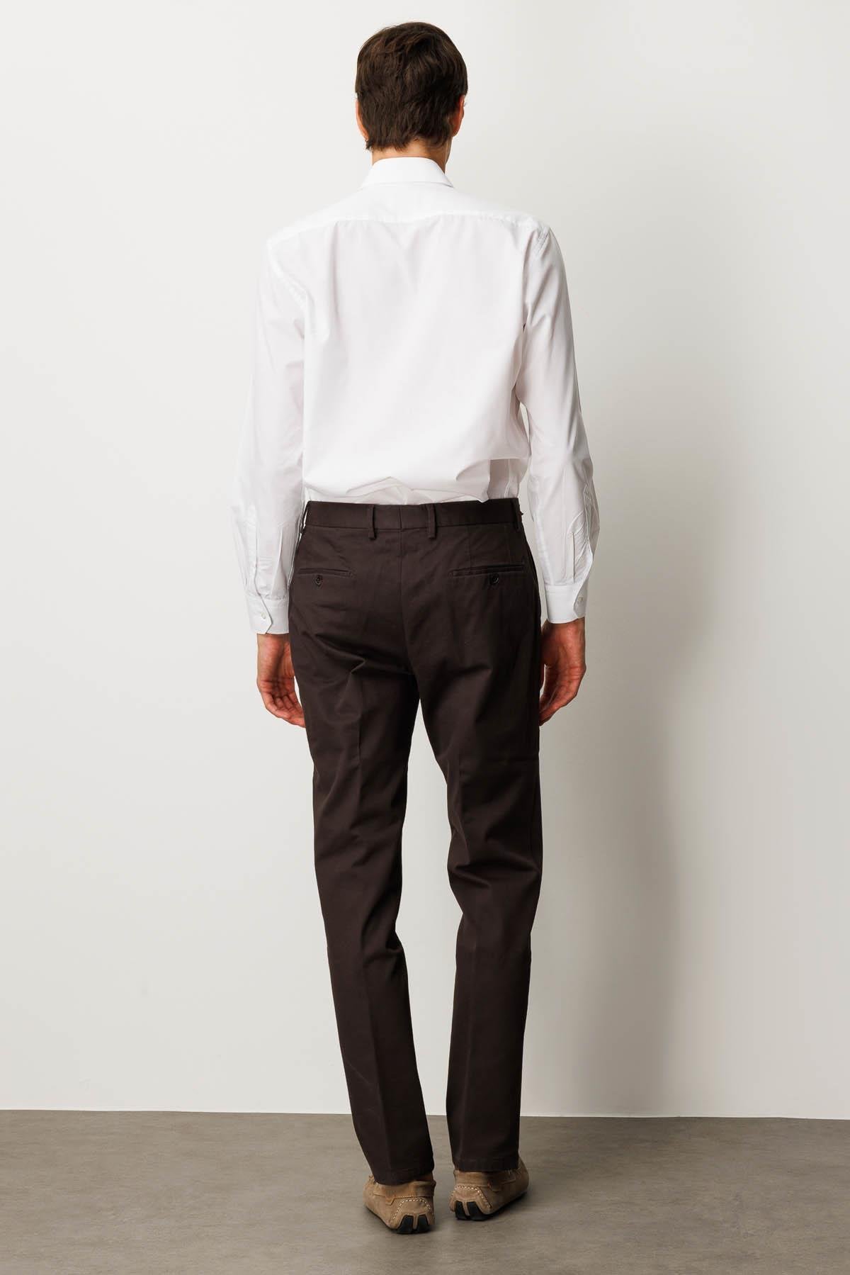 HND.W25.301Erkek Beli Lastikli Yan Cepli Koton Pantolon Kahve