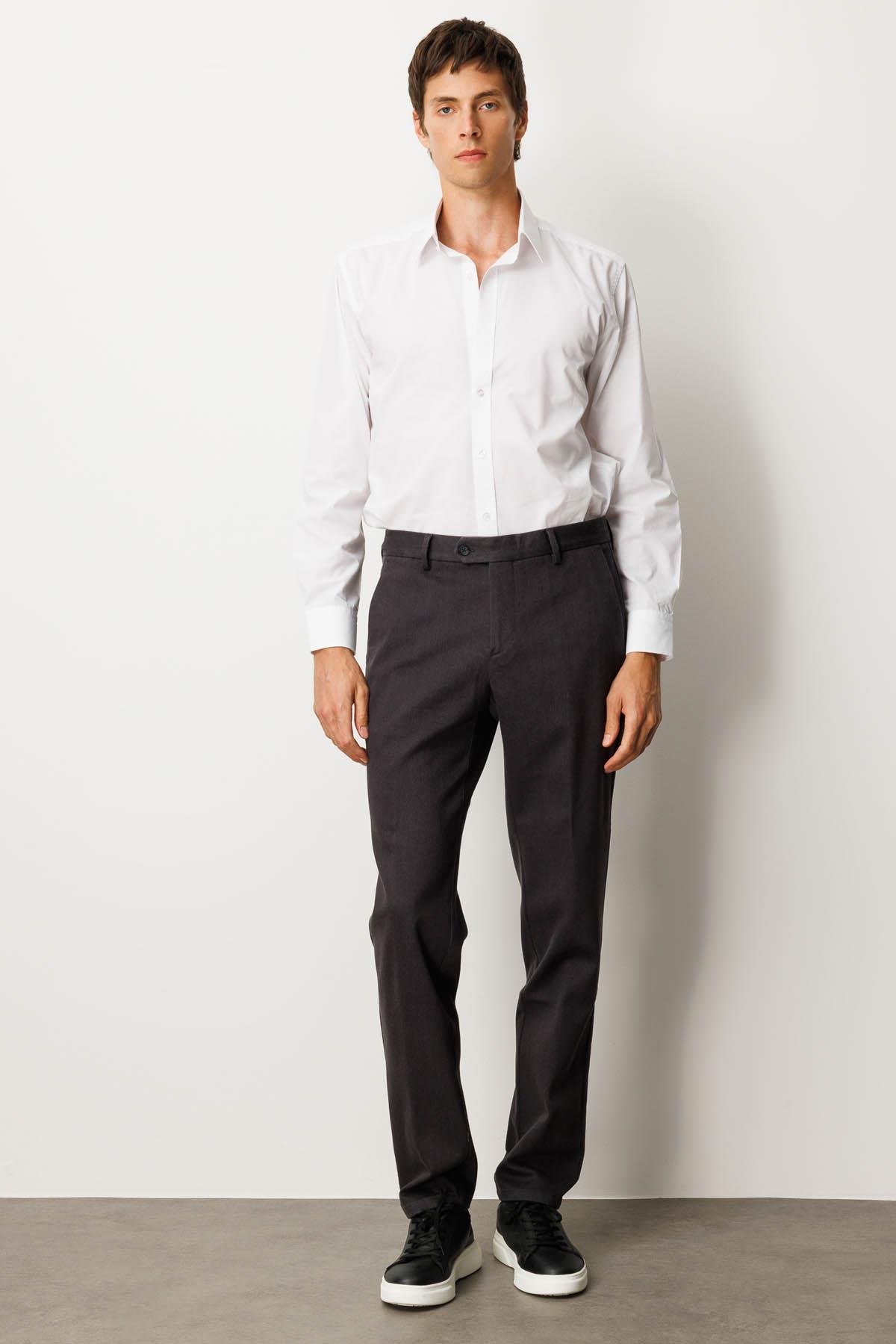 HND.W25.303Erkek Beli Lastikli Yan Cepli Koton Pantolon Antra