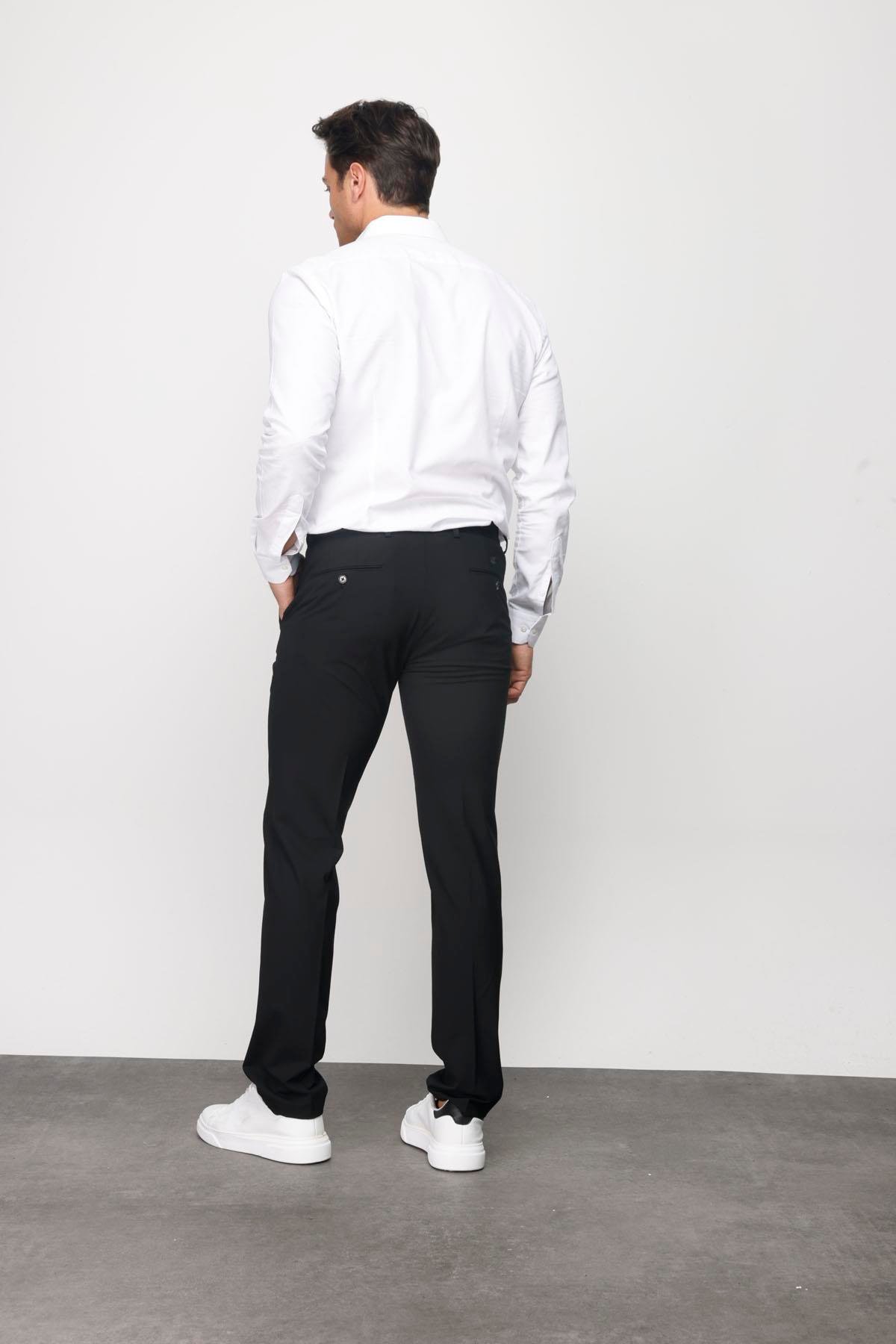 HND.S23.102Erkek Beli Lastikli Yan Cepli Koton Pantolon Siyah