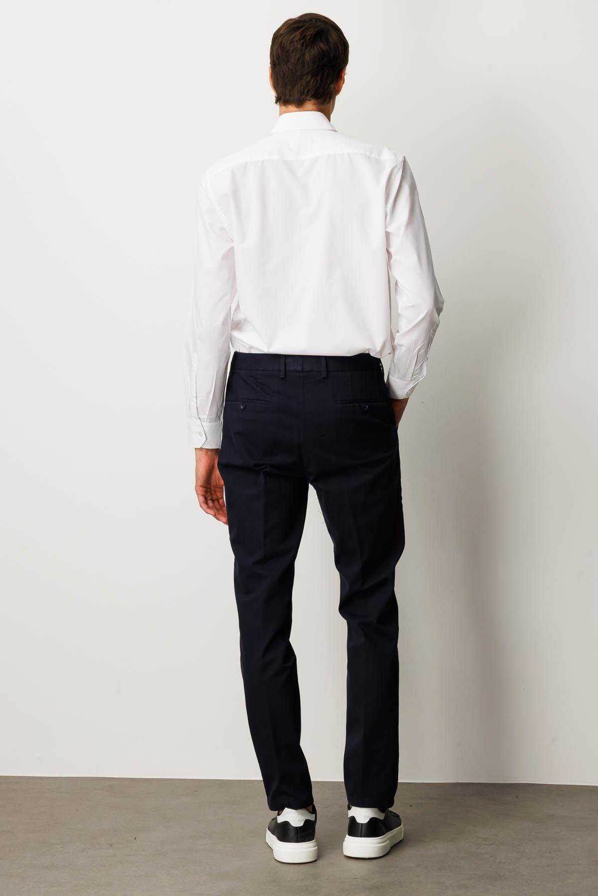 HND.W25.301Erkek Beli Lastikli Yan Cepli Koton Pantolon Lacivert