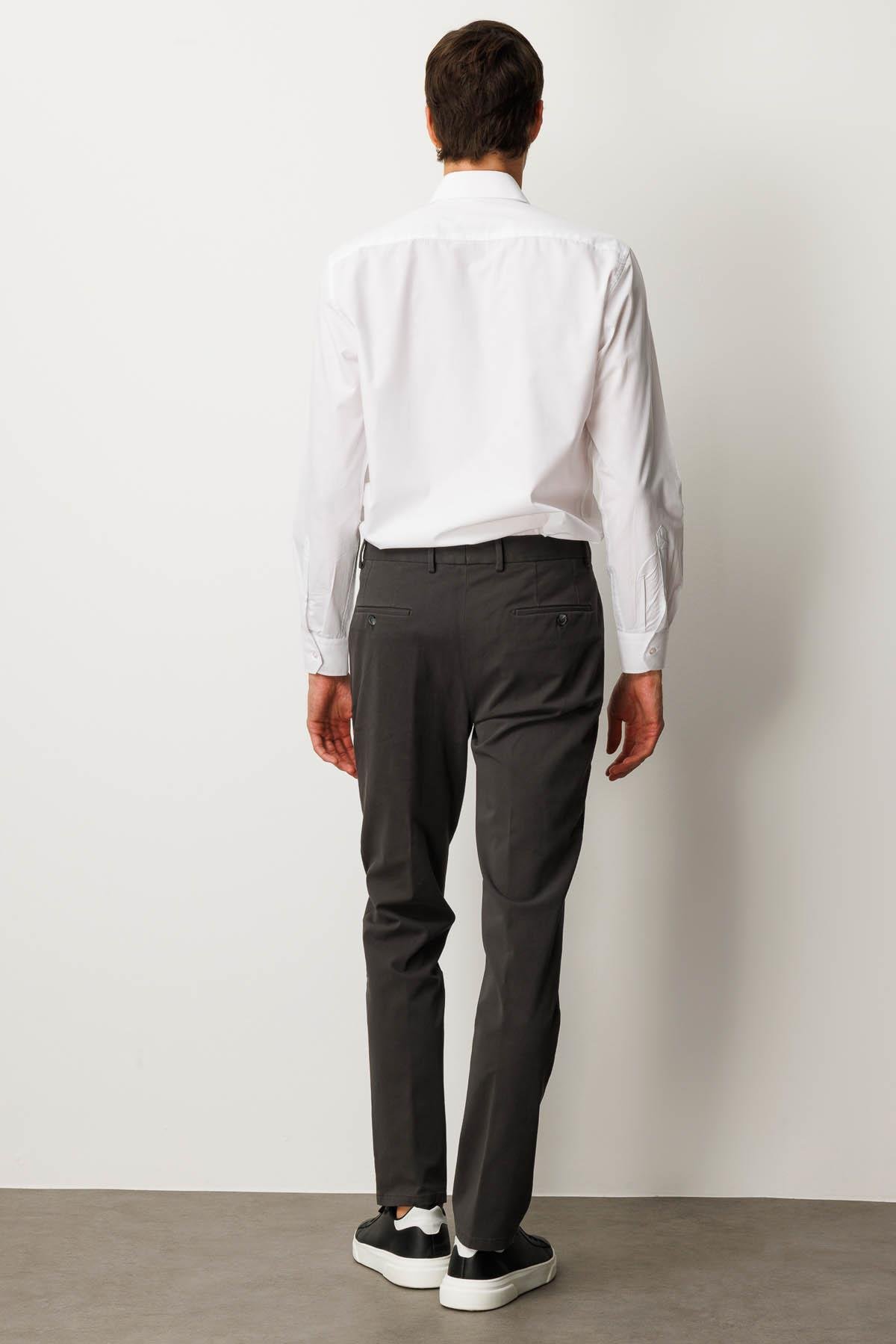 HND.W25.300Erkek Beli Lastikli Yan Cepli Koton Pantolon Antra