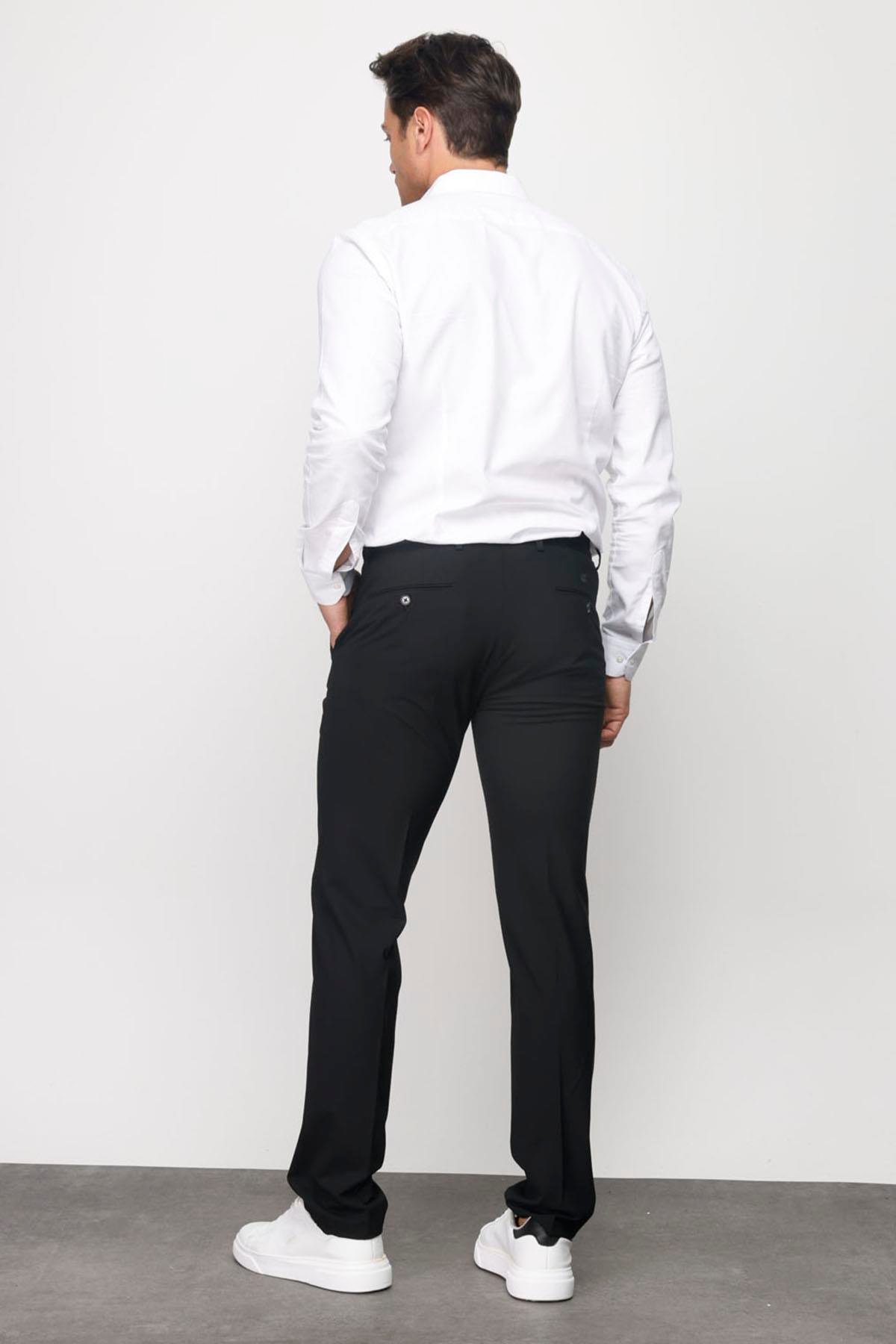 HND.S23.103Erkek Beli Lastikli Yan Cepli Koton Pantolon Siyah