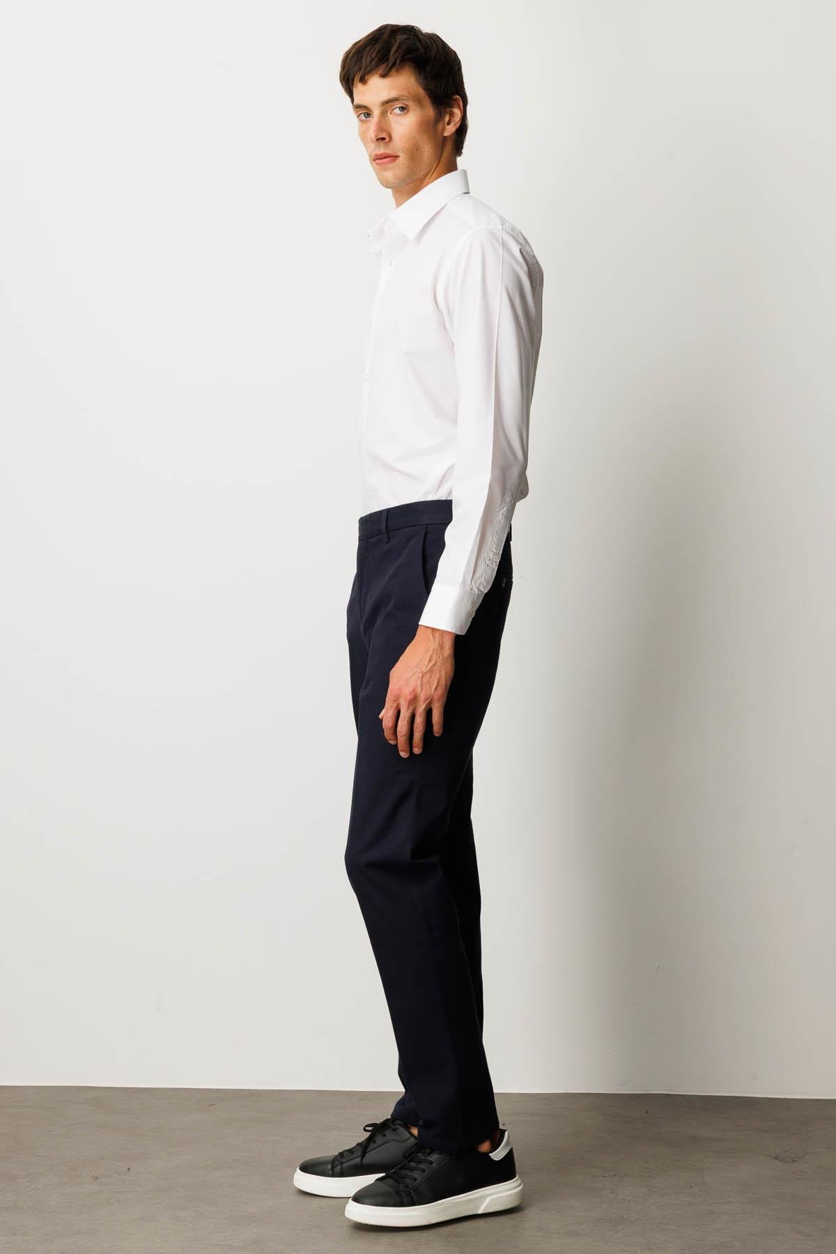 HND.W25.301Erkek Beli Lastikli Yan Cepli Koton Pantolon Lacivert