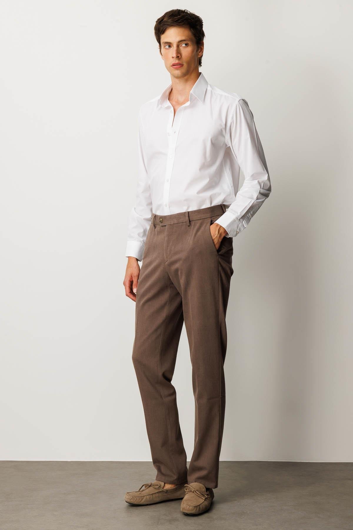 HND.W25.303Erkek Beli Lastikli Yan Cepli Koton Pantolon Bej