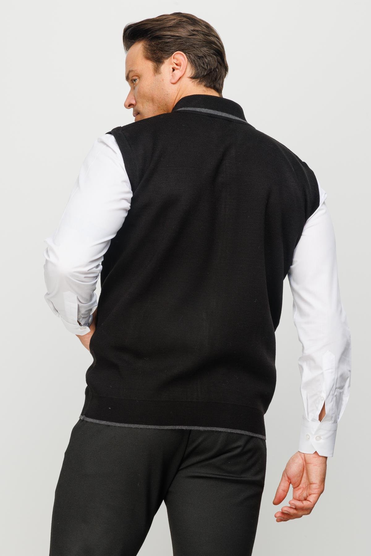 23556Erkek Çelik Örgü Yün Yelek Siyah