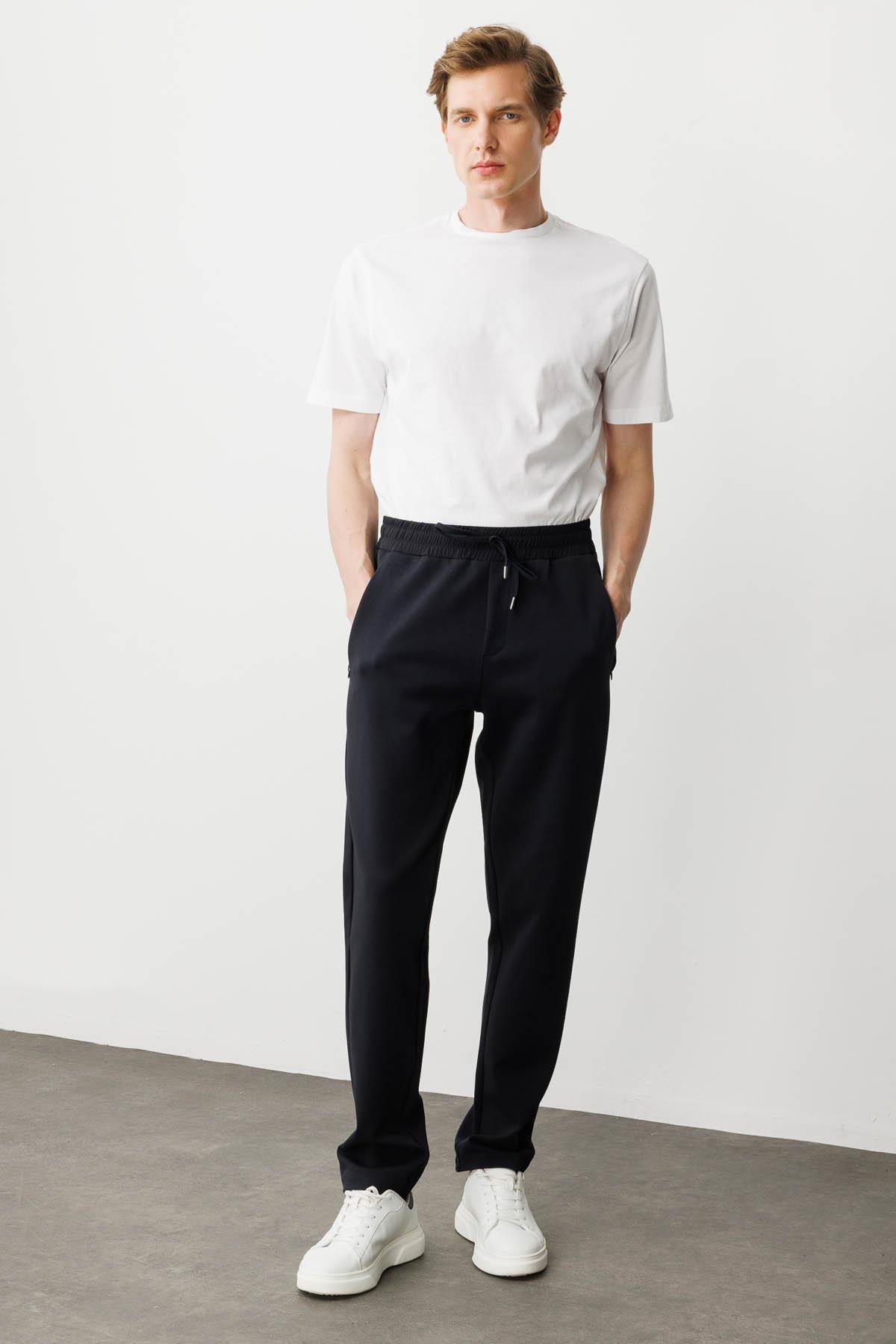 25444Erkek Cep Yanı Kumaş Eşofman Altı K.Lacivert